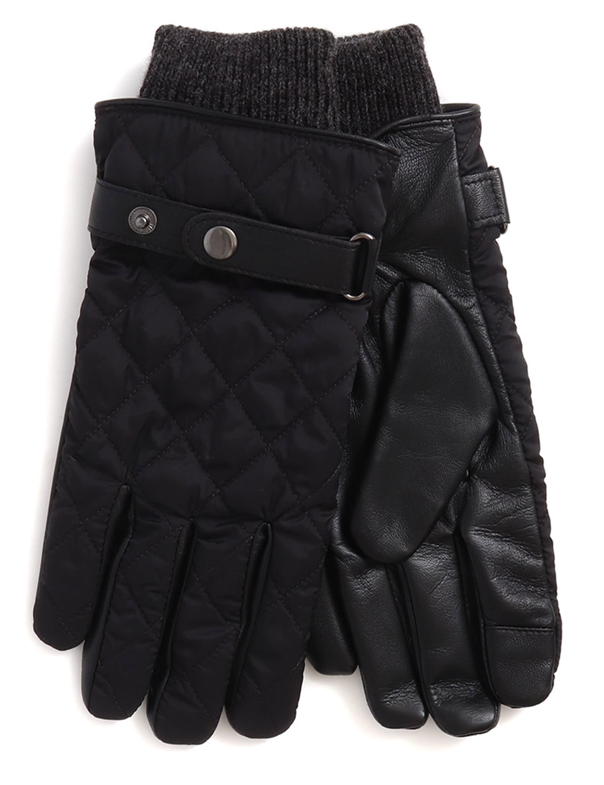 Jones Bootmaker Men's Leather Quilted Gloves - S-M - Black, Black