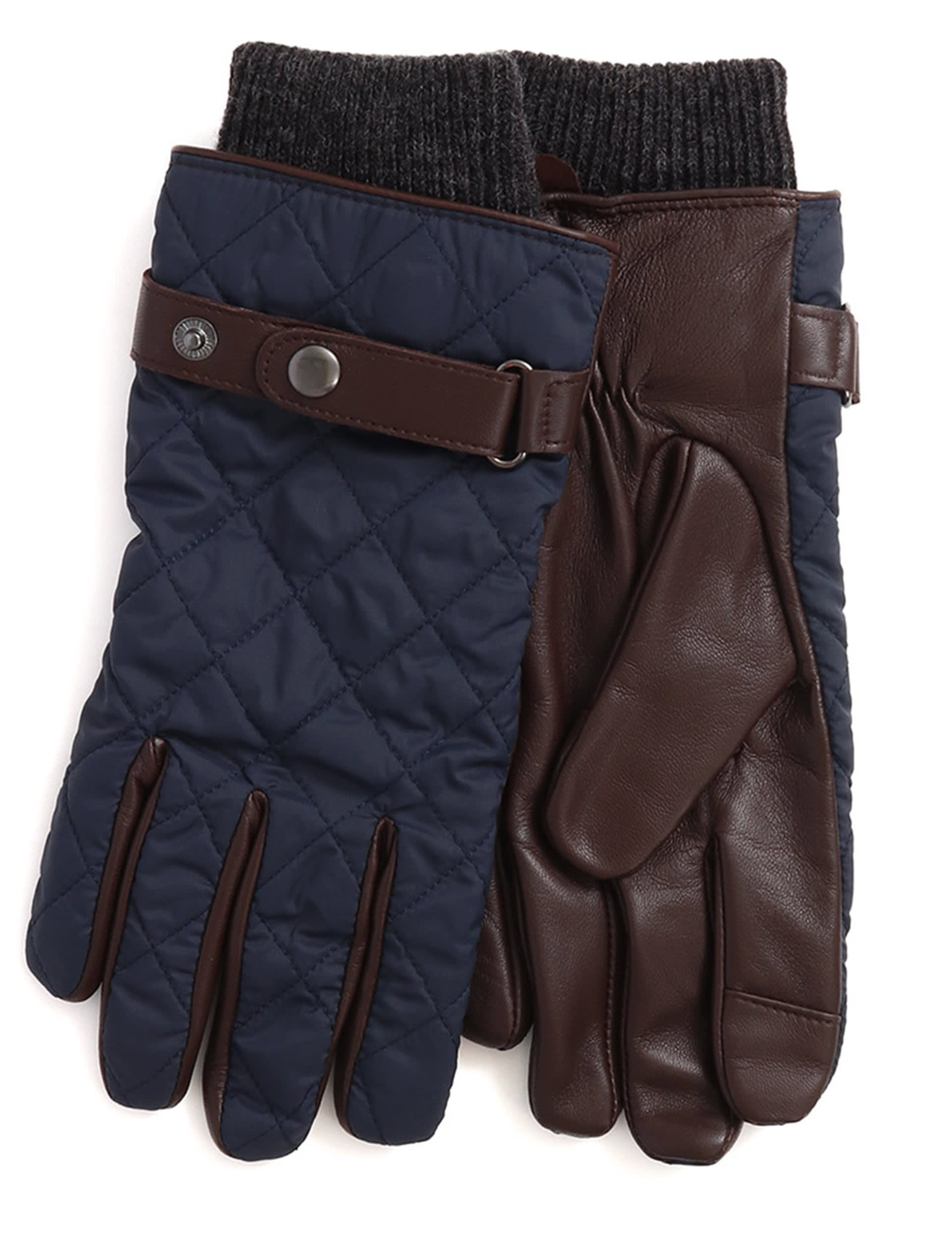 Jones Bootmaker Men's Leather Quilted Gloves - S-M - Navy, Navy