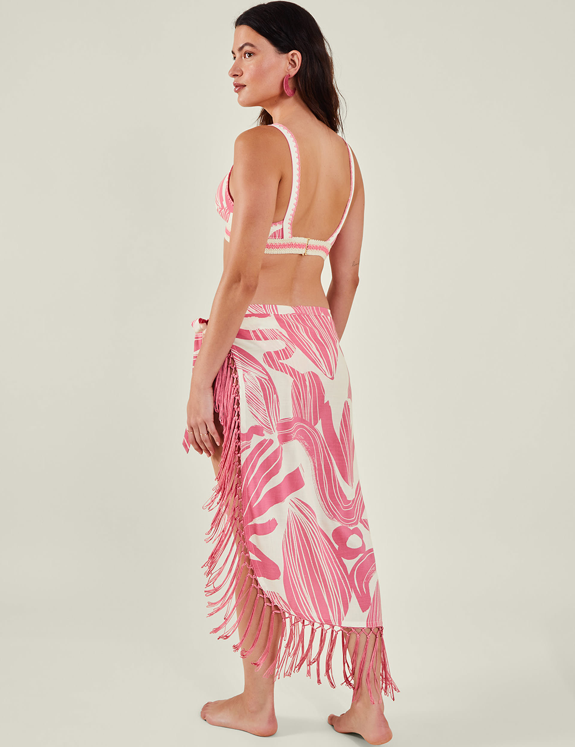 Accessorize Women's Printed Fringed Sarong - M - Pink Mix, Pink Mix