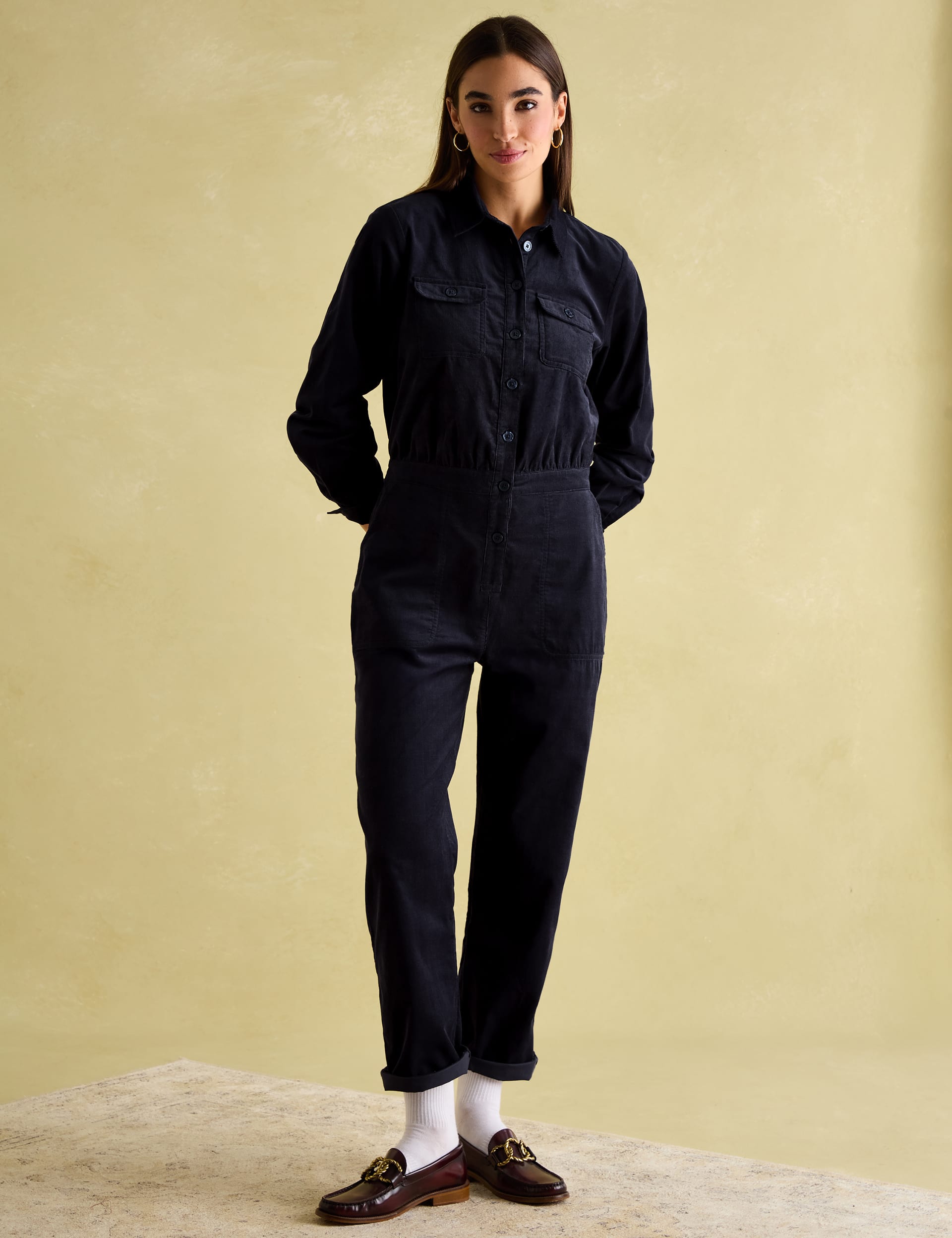 Joules Women's Cord Ankle Grazer Jumpsuit - 18 - Navy, Navy