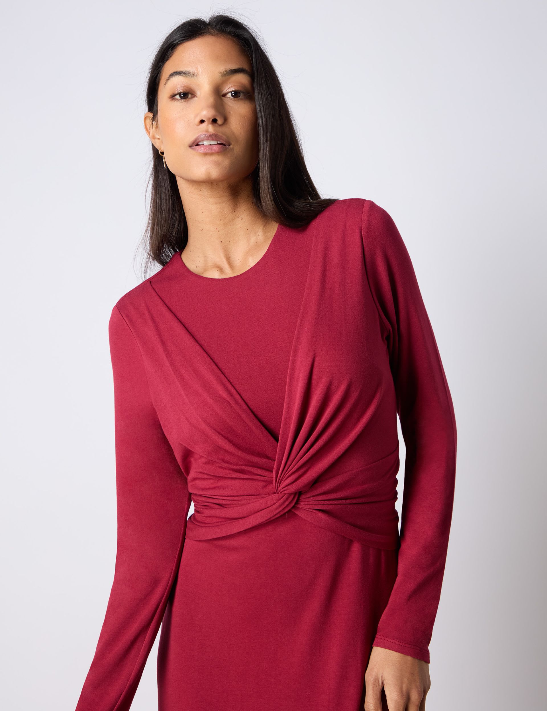 Ro&Zo Women's Jersey Twist Front Midaxi Column Dress - 14REG - Berry, Berry