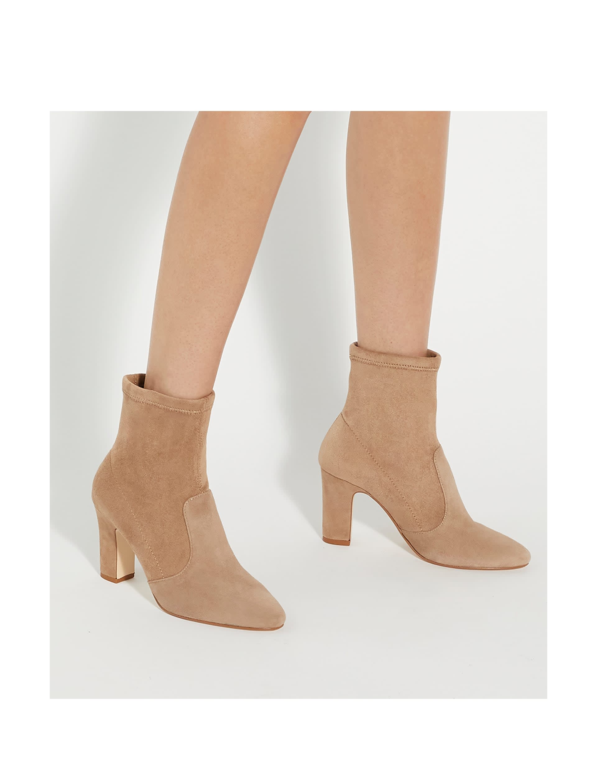 Dune London Women's Suede Block Heel Sock Boots - 6 - Camel, Camel