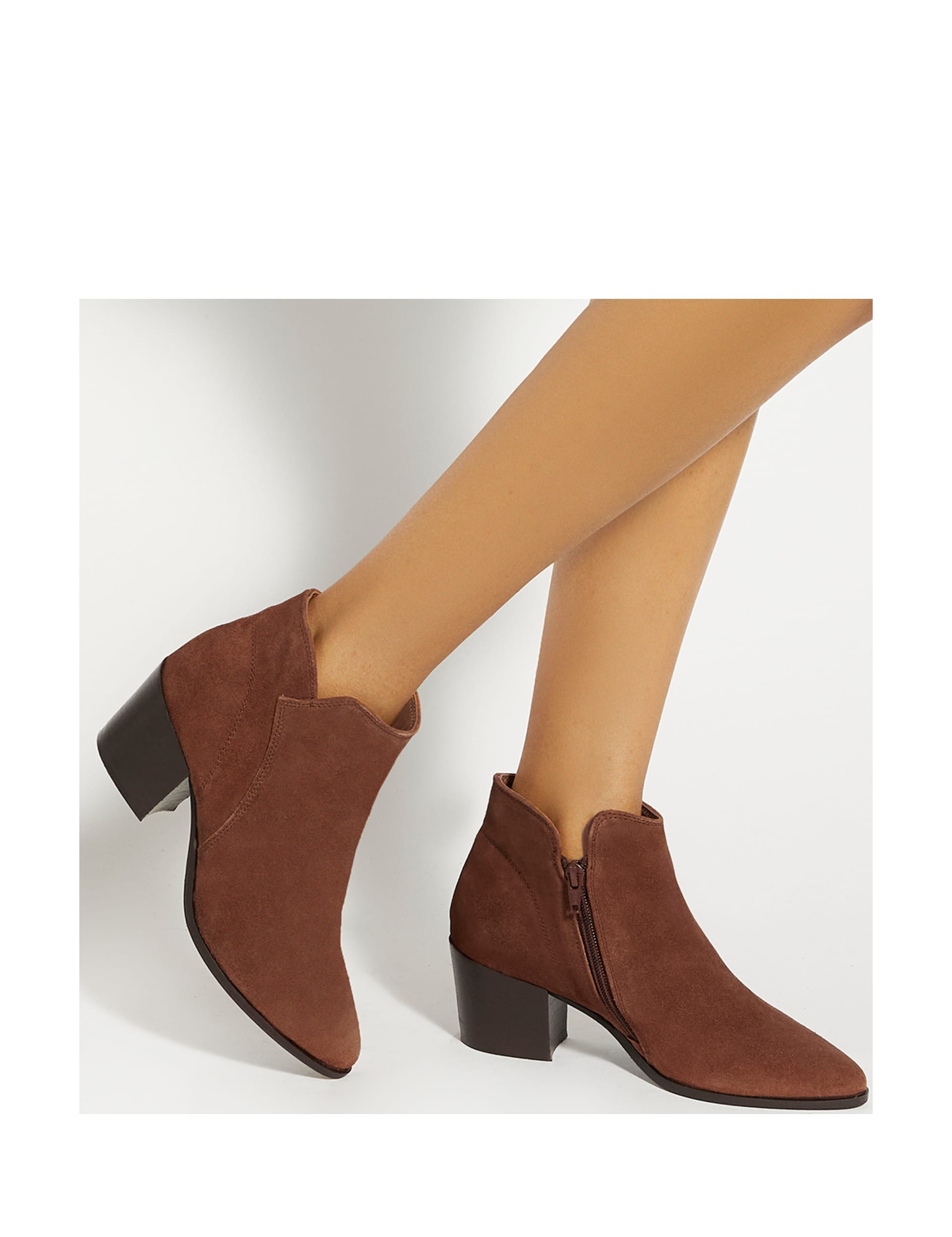 Dune London Women's Suede Block Heel Ankle Boots - 7 - Tan, Tan