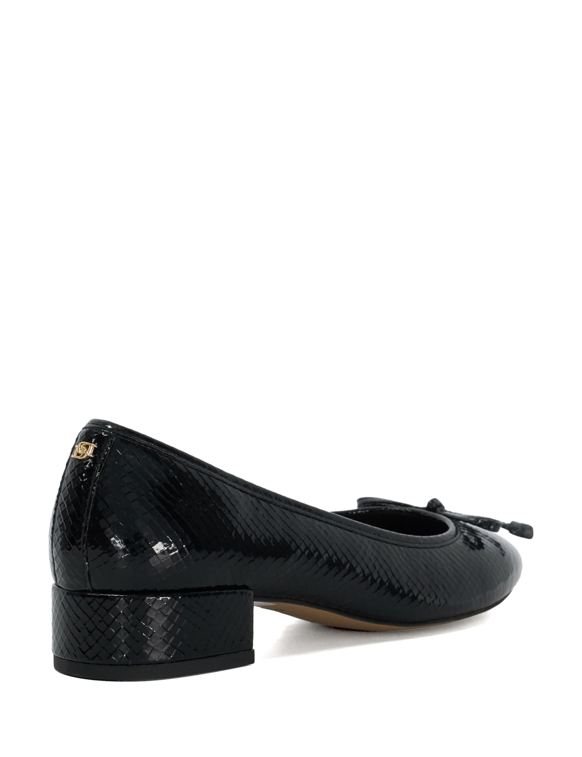 Dune London Women's Wide Fit Patent Bow Block Heel Pumps - 3 - Black, Black