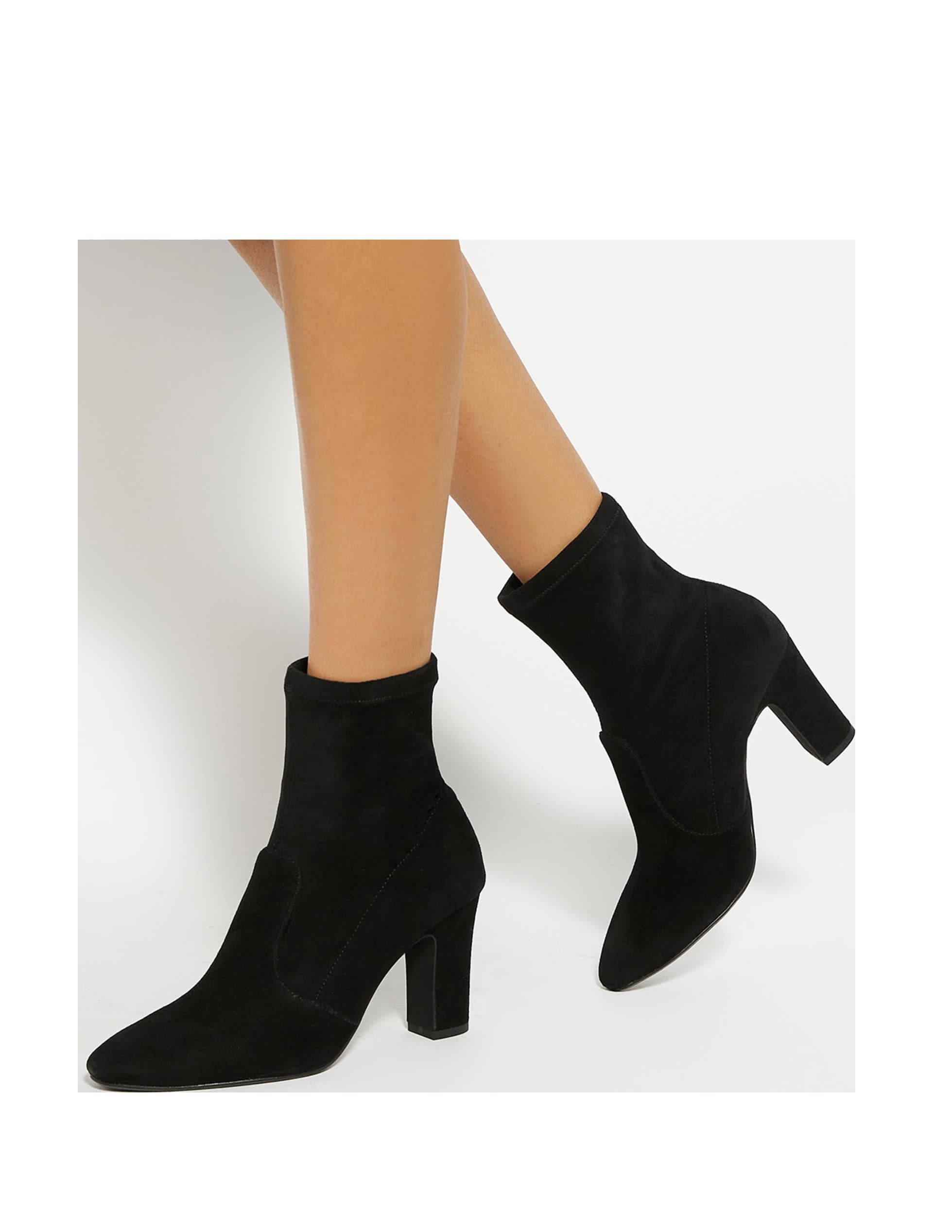 Dune London Women's Wide Fit Suede Block Heel Sock Boots - 5 - Black, Black