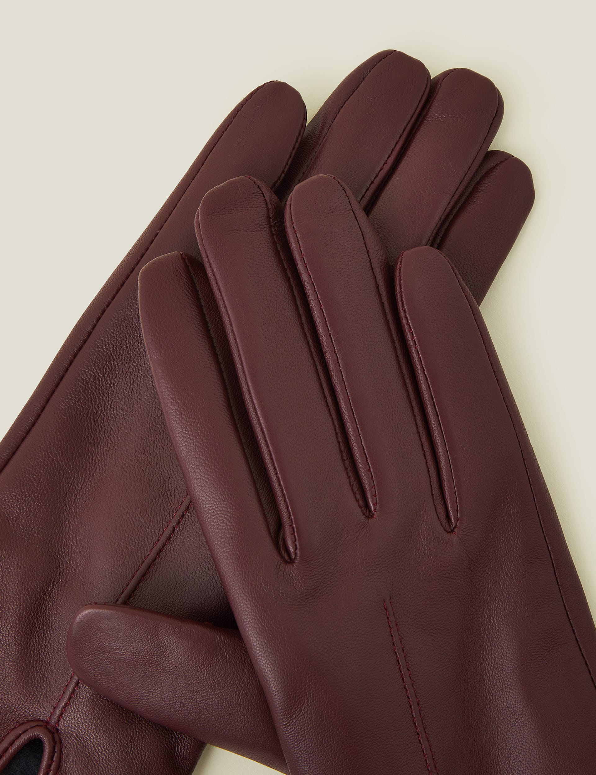 Accessorize Women's Leather Fleece Lined Touchscreen Gloves - S-M - Burgundy, Burgundy