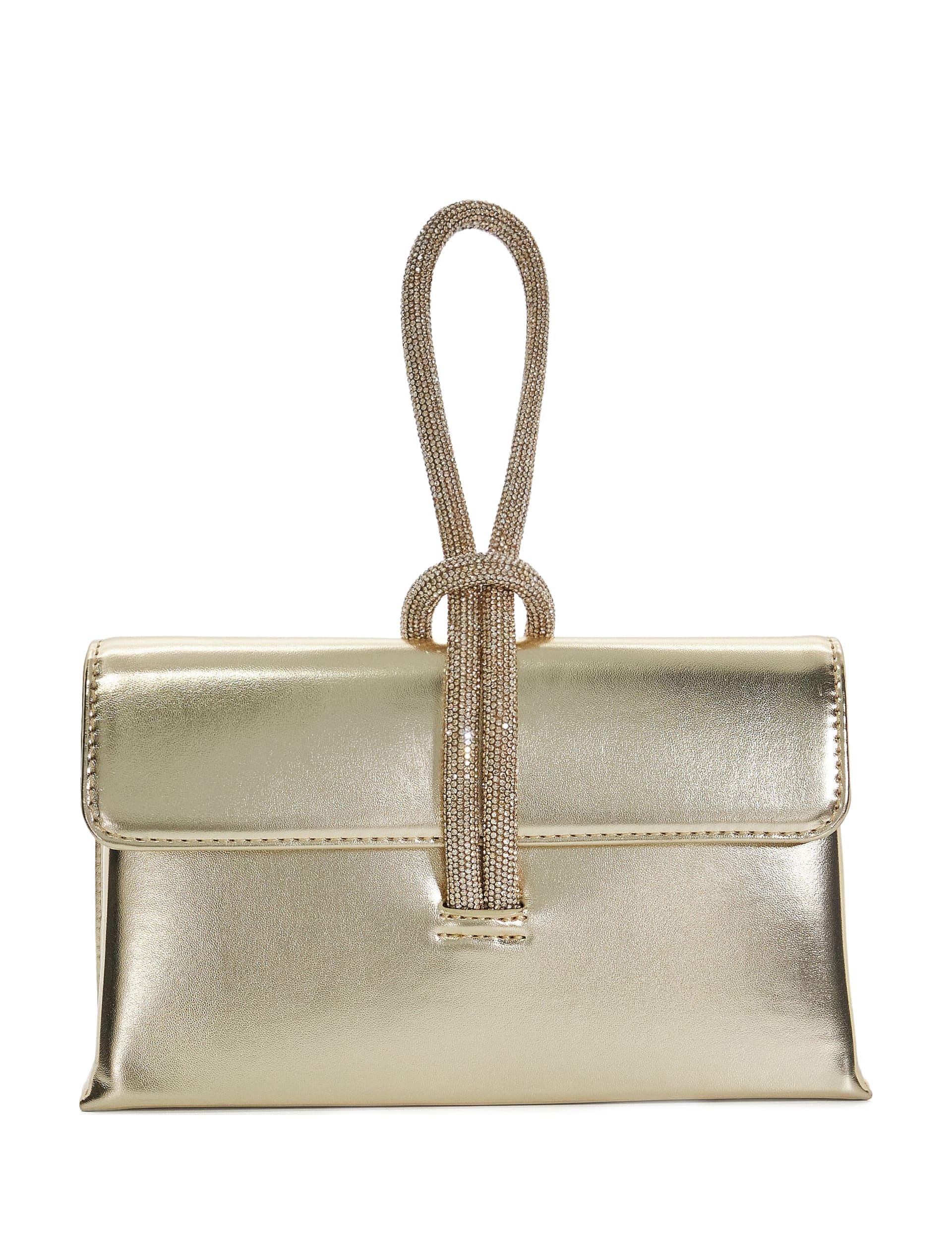 Dune London Women's Metallic Diamante Handle Grab Bag - Silver, Silver