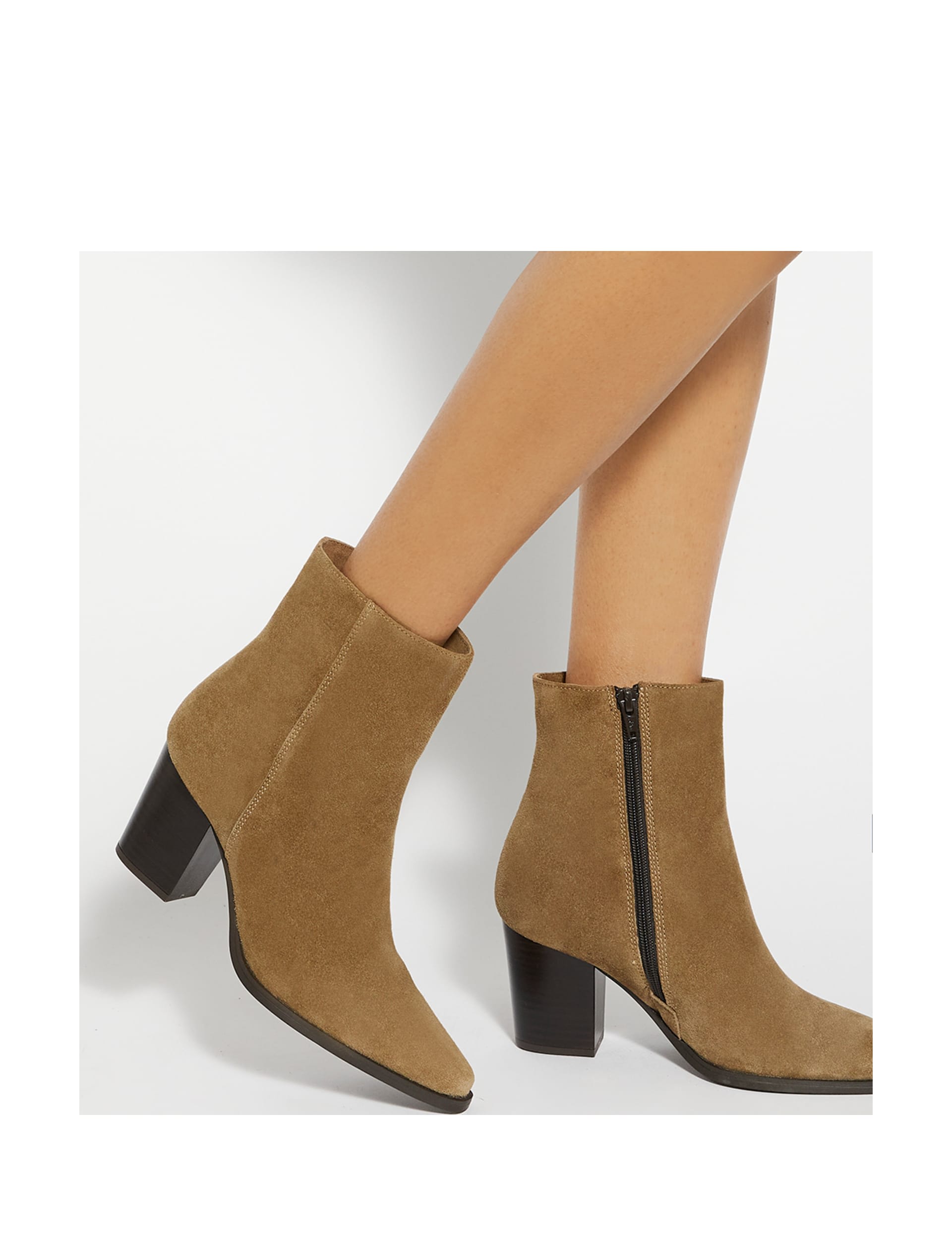 Dune London Women's Suede Cowboy Block Heel Ankle Boots - 6 - Sand, Sand