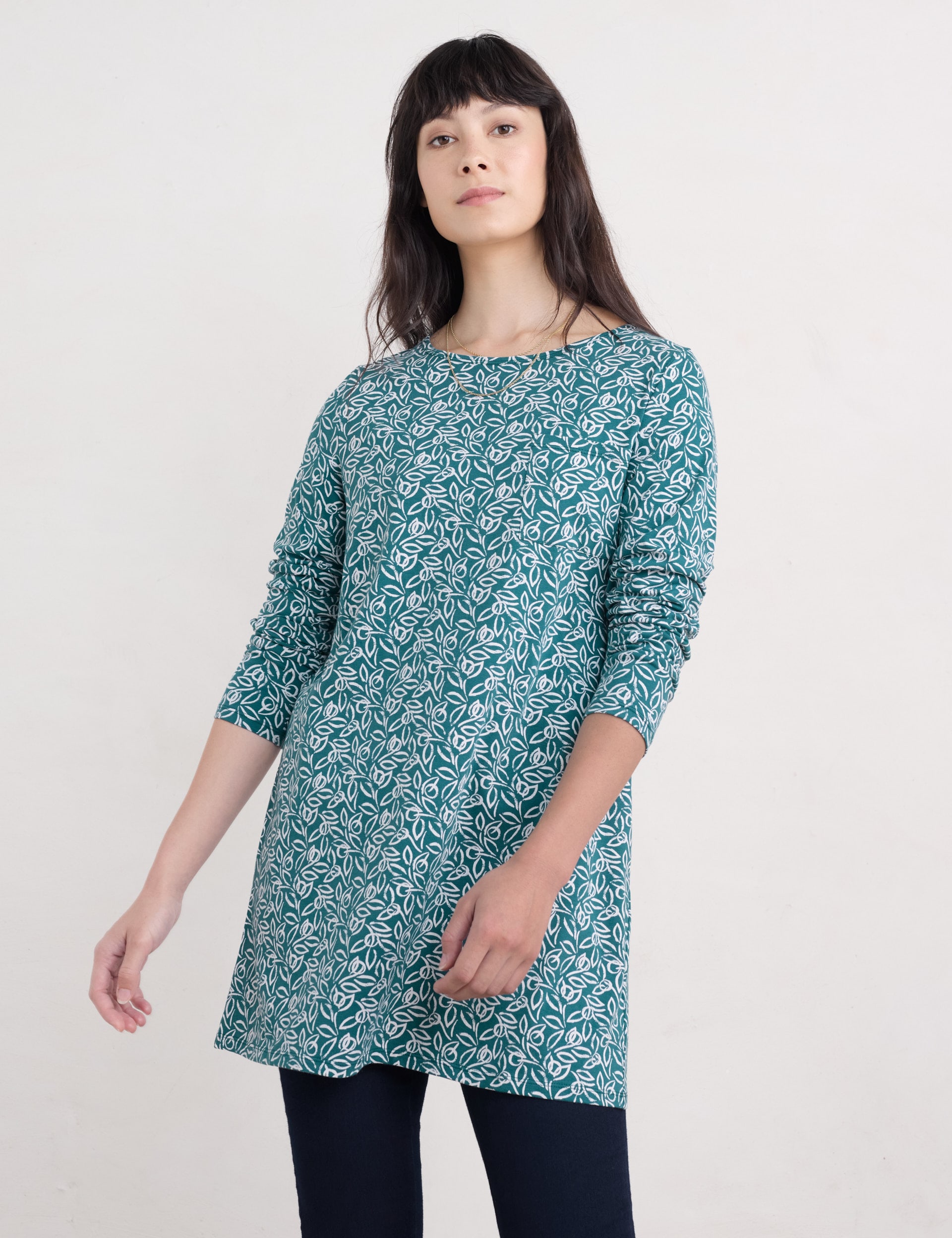 Seasalt Cornwall Women's Cotton Rich Printed Tunic - 16 - Teal Mix, Teal Mix