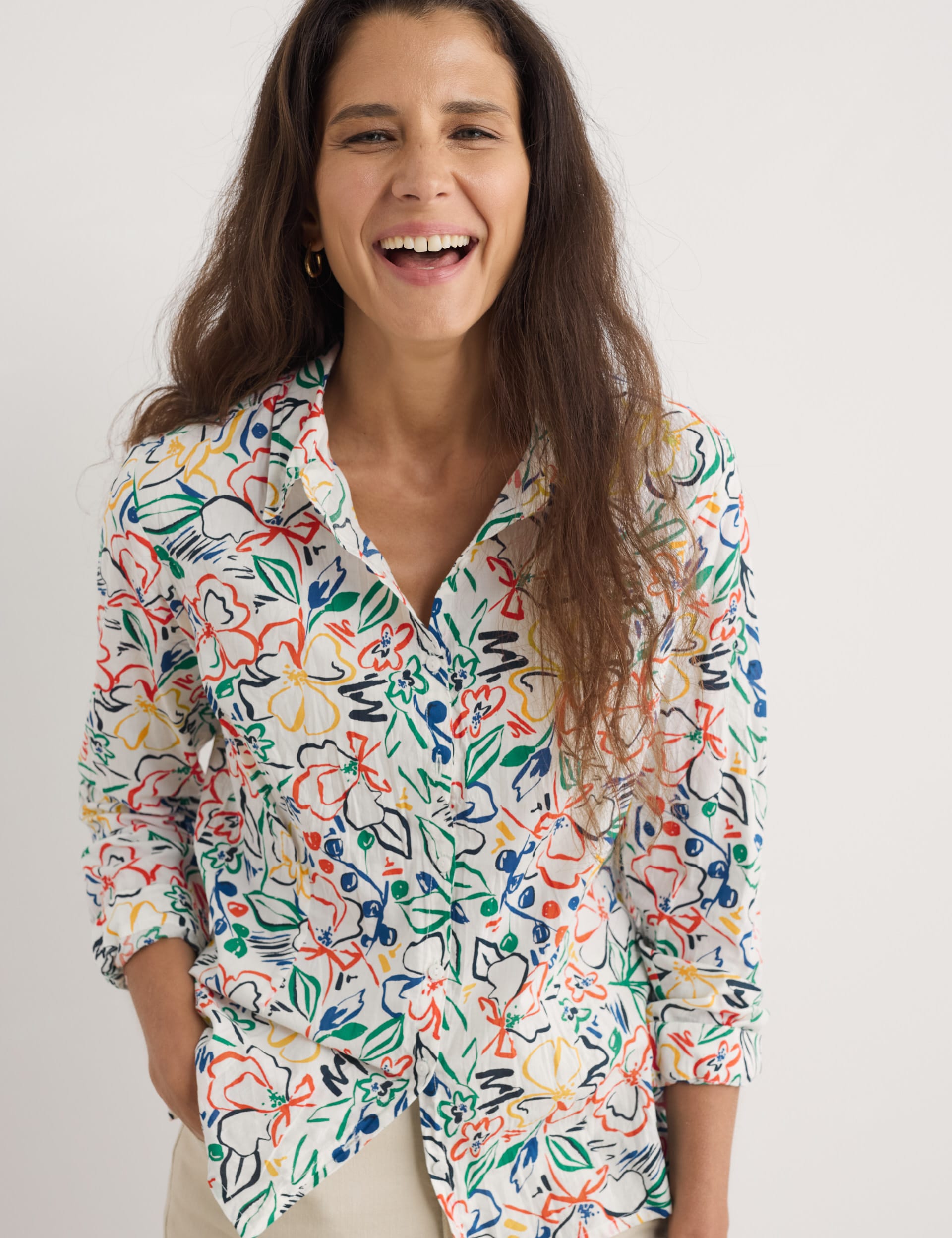 Seasalt Cornwall Women's Pure Cotton Floral Collared Shirt - 14 - Multi, Multi