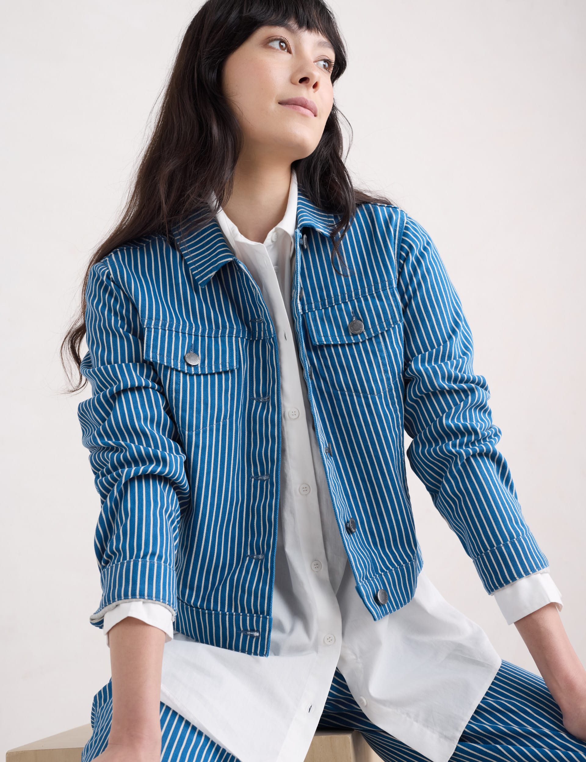 Seasalt Cornwall Women's Denim Striped Jacket - 12 - Blue Mix, Blue Mix