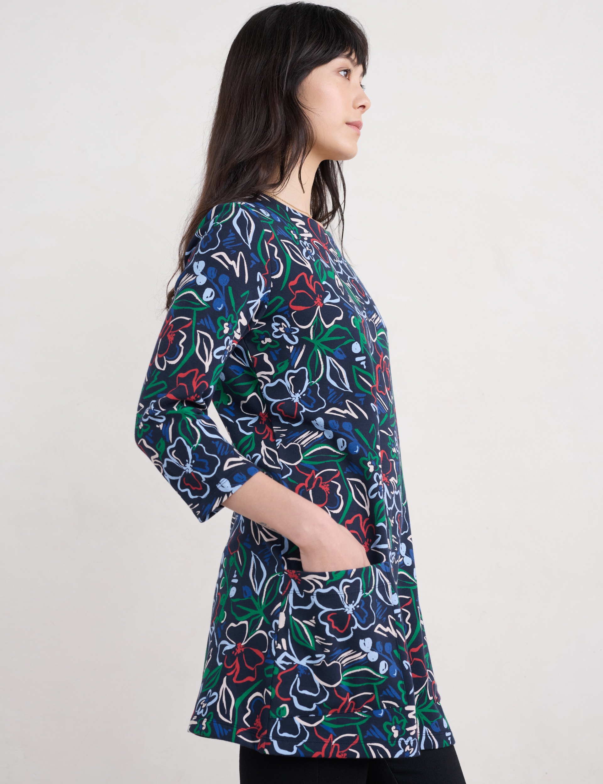 Seasalt Cornwall Women's Jersey Floral Tunic - 14 - Navy Mix, Navy Mix