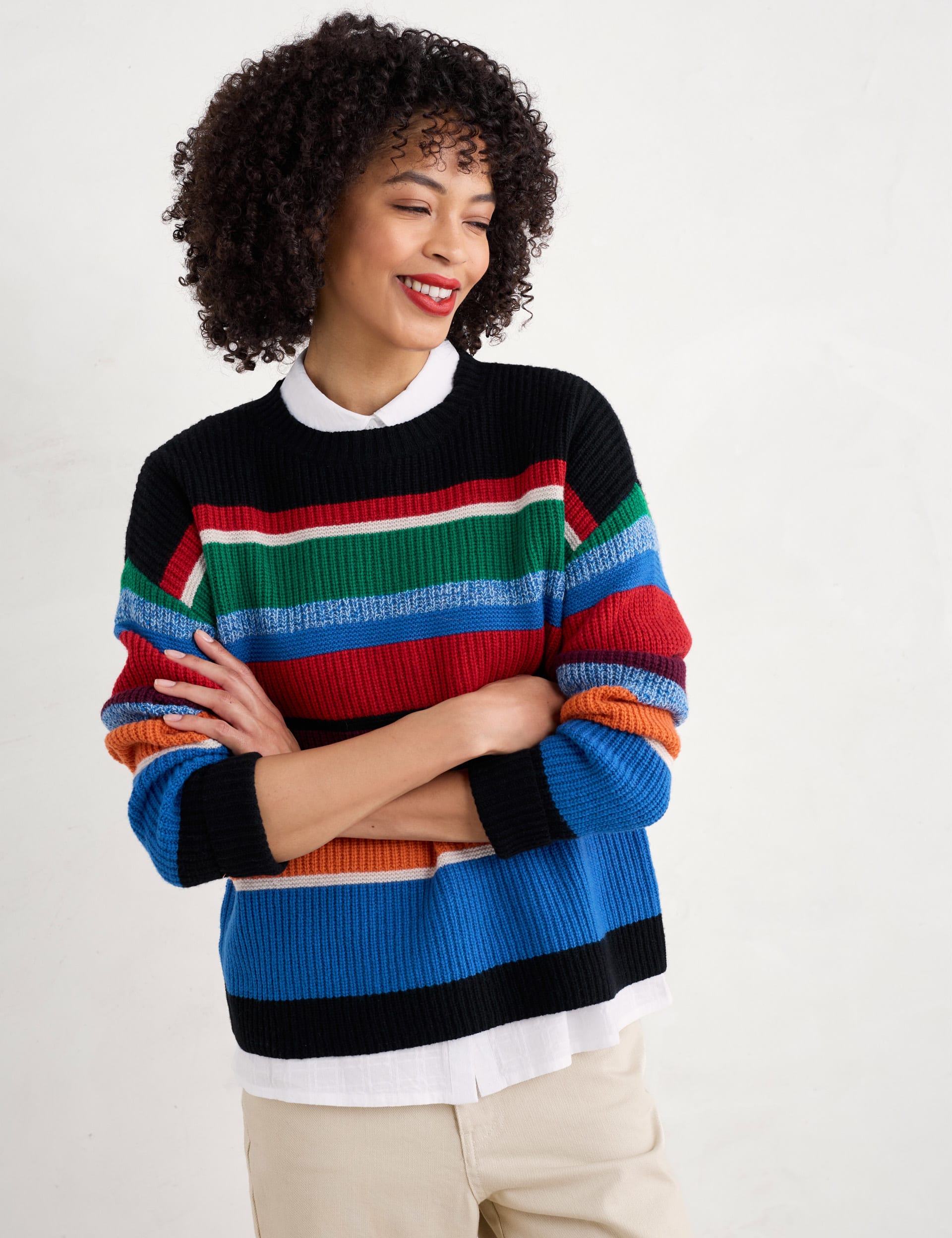 Seasalt Cornwall Women's Merino Wool Rich Striped Jumper - 14 - Multi, Multi