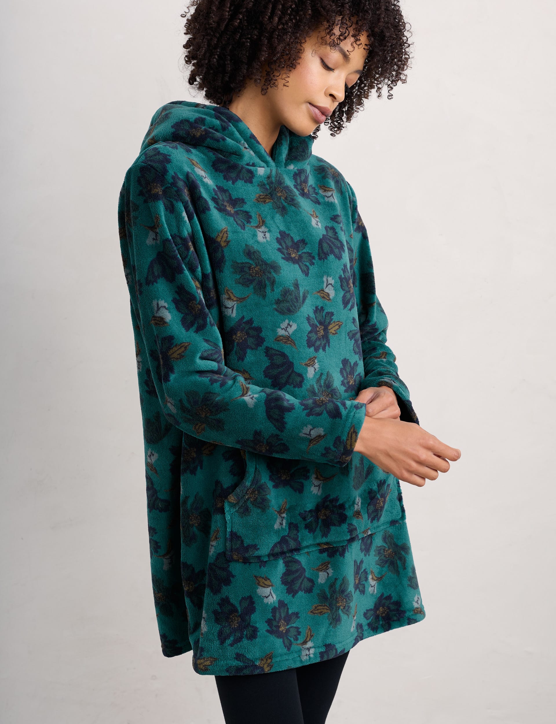 Seasalt Cornwall Women's Floral Print Hoodie - XL - Teal Mix, Teal Mix