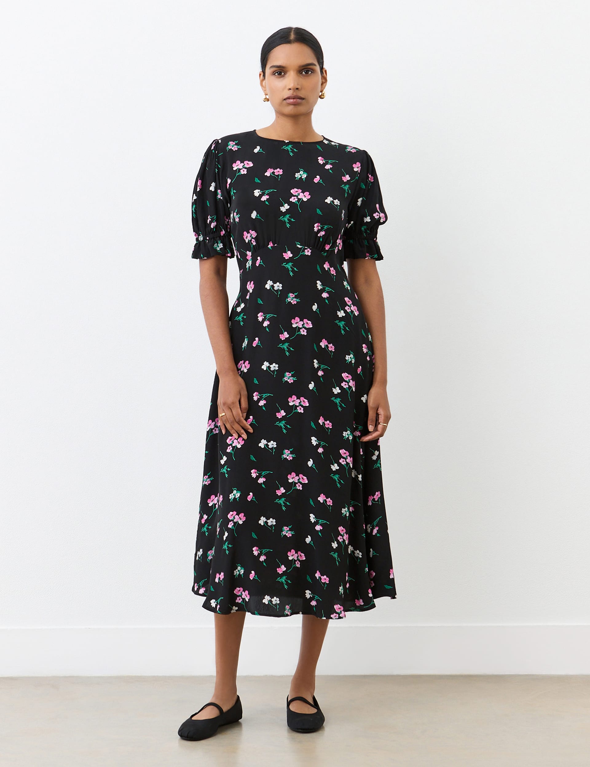 Finery London Women's Floral Midi Tea Dress - 10 - Black Mix, Black Mix