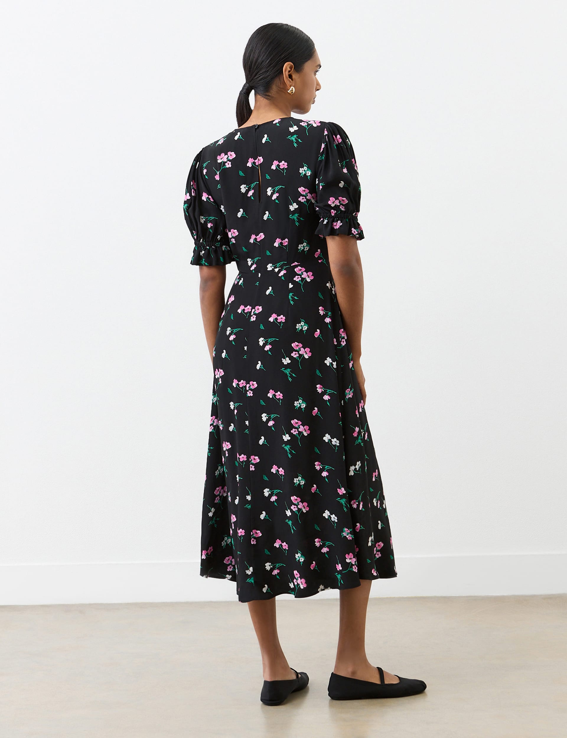 Finery London Women's Floral Midi Tea Dress - 10 - Black Mix, Black Mix