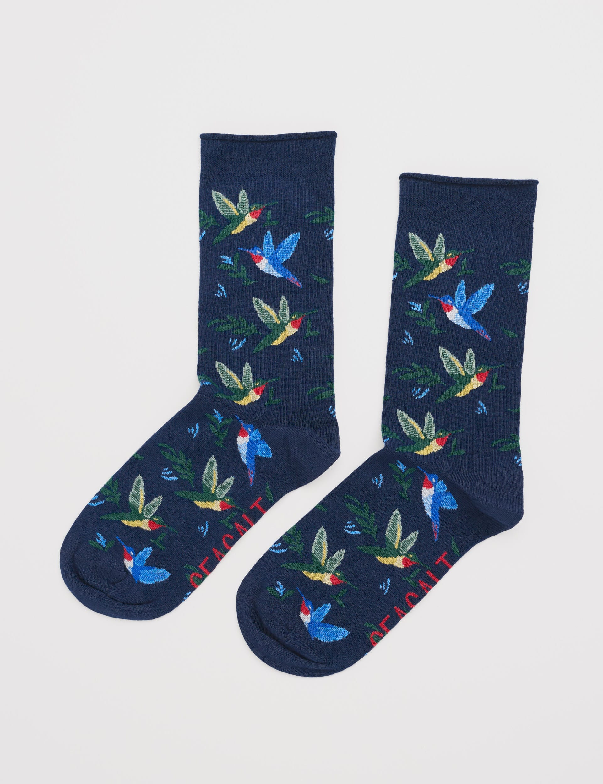 Seasalt Cornwall Women's Bamboo Colourful Birds Ankle High Socks - Navy Mix, Navy Mix