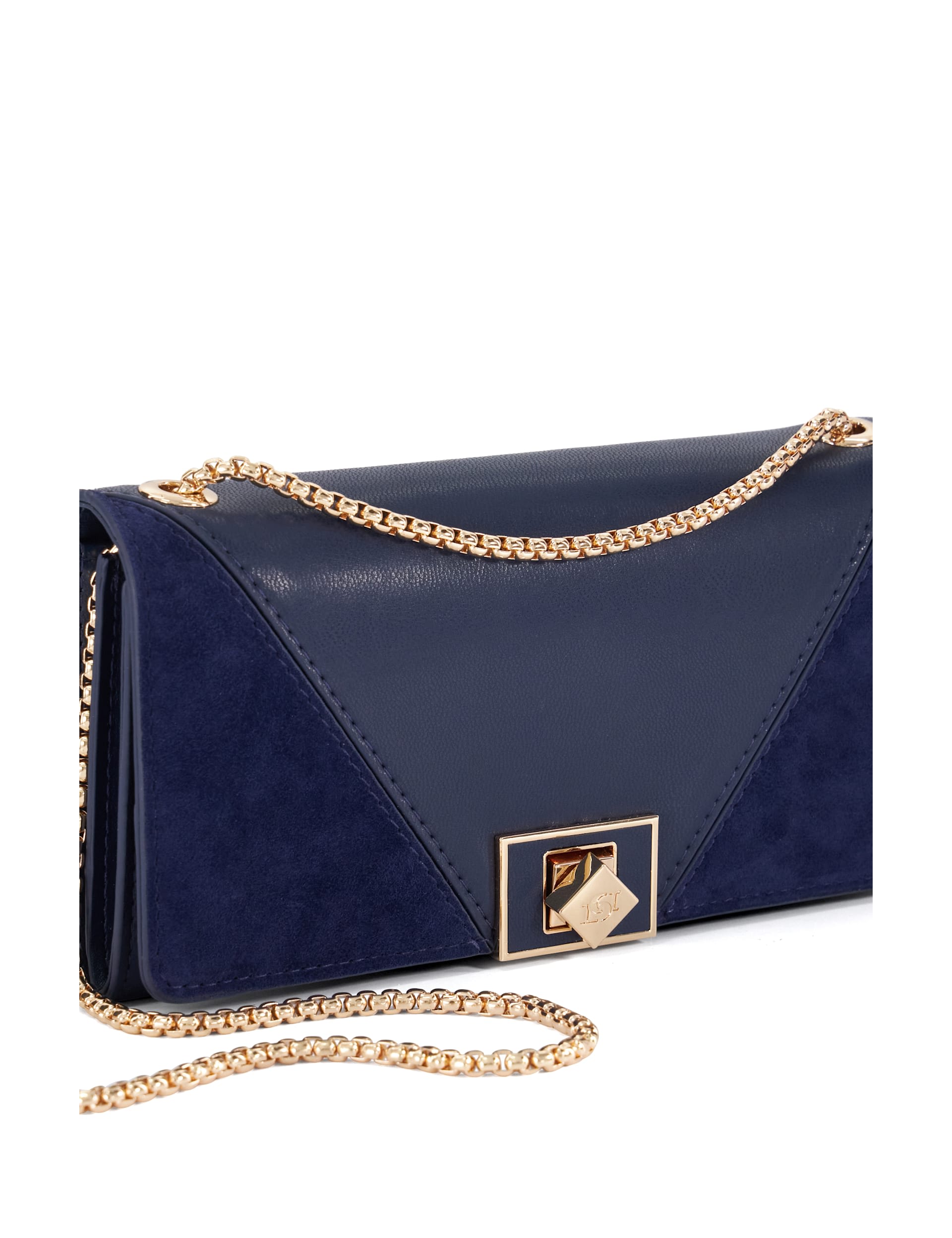 Dune London Women's Cross Body Bag with Leather - Navy, Navy,Taupe