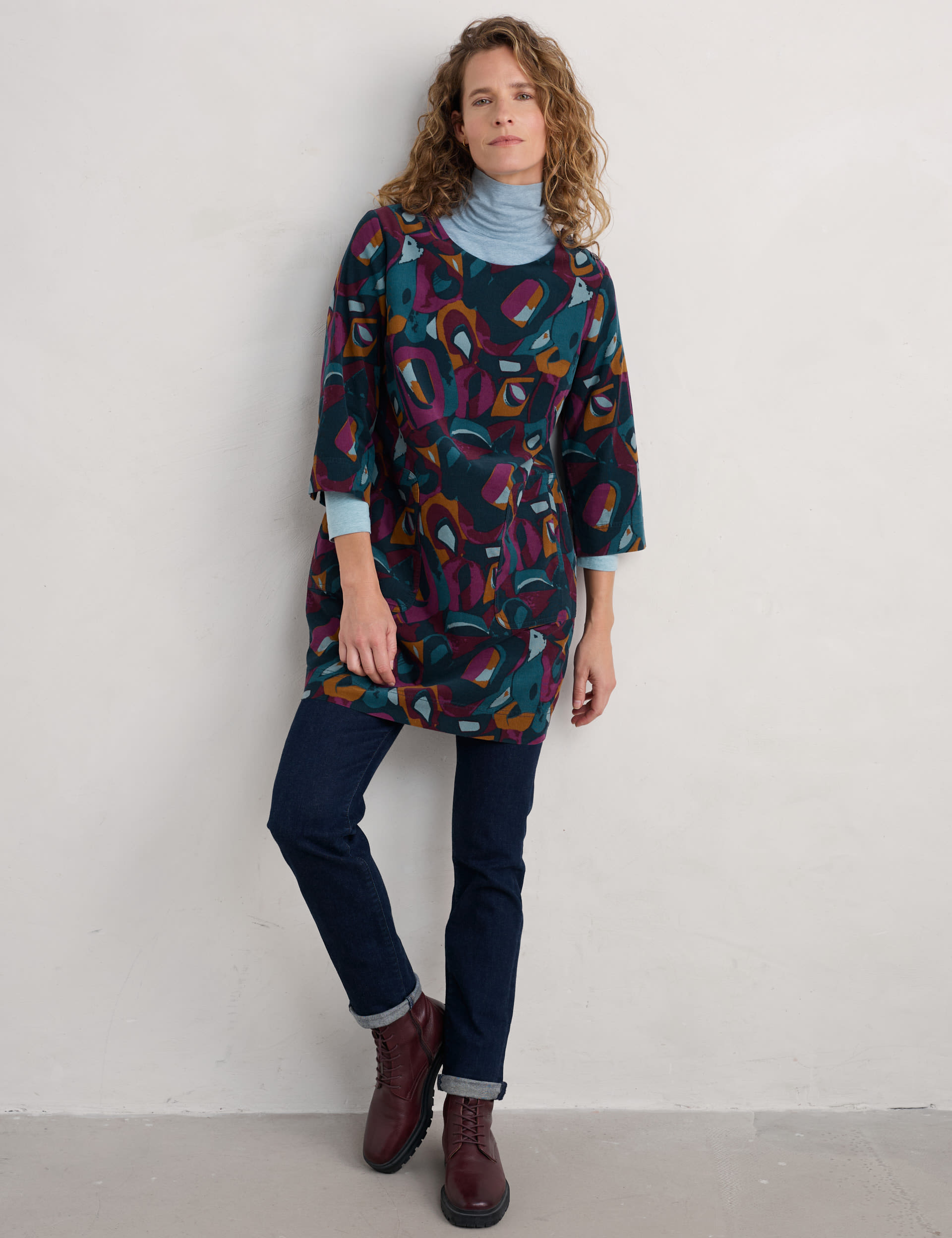 Seasalt Cornwall Women's Pure Cotton Geometric Tunic - 10 - Navy Mix, Navy Mix