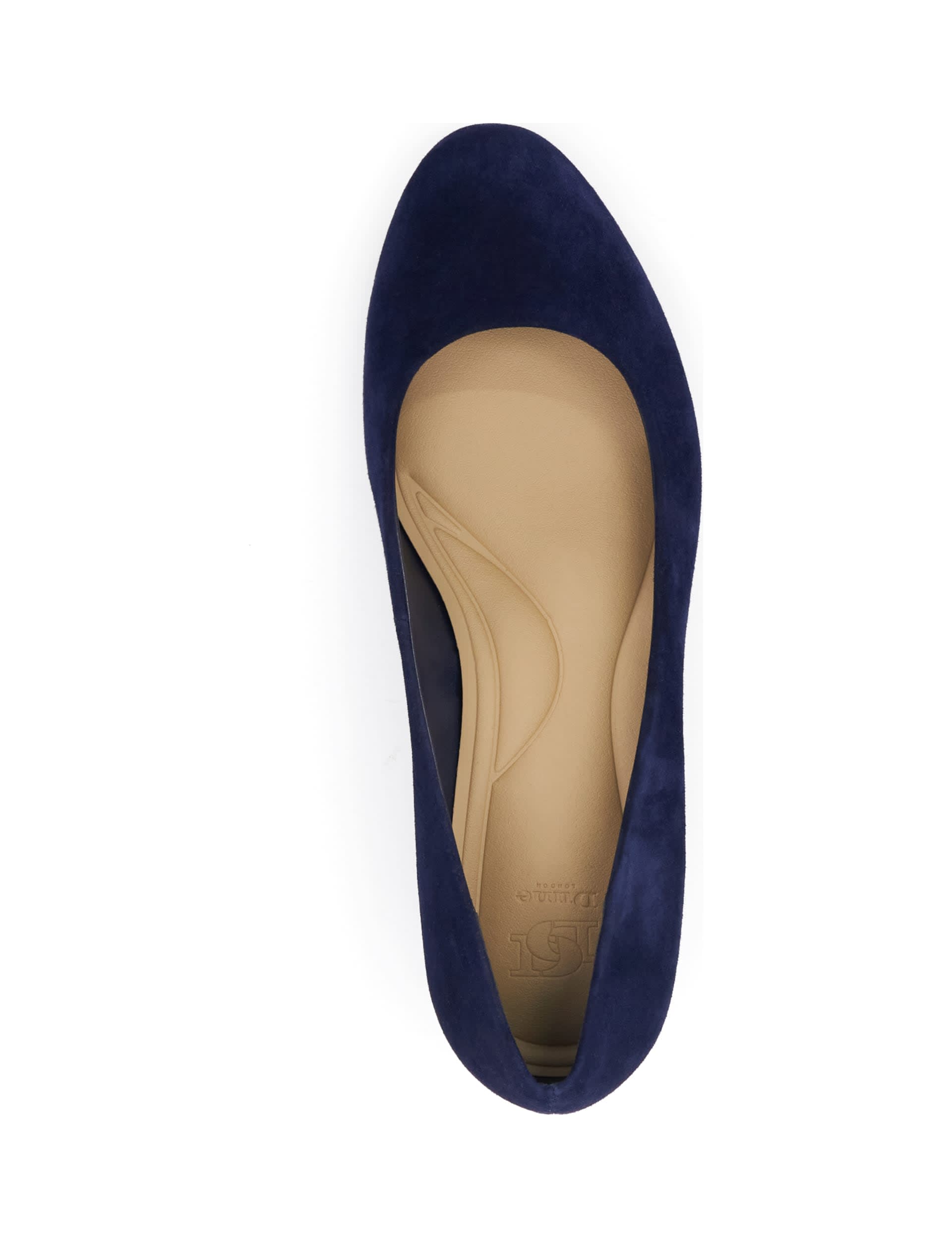 Dune London Women's Wide Fit Leather Metallic Court Shoes - 3 - Navy, Gold,Navy