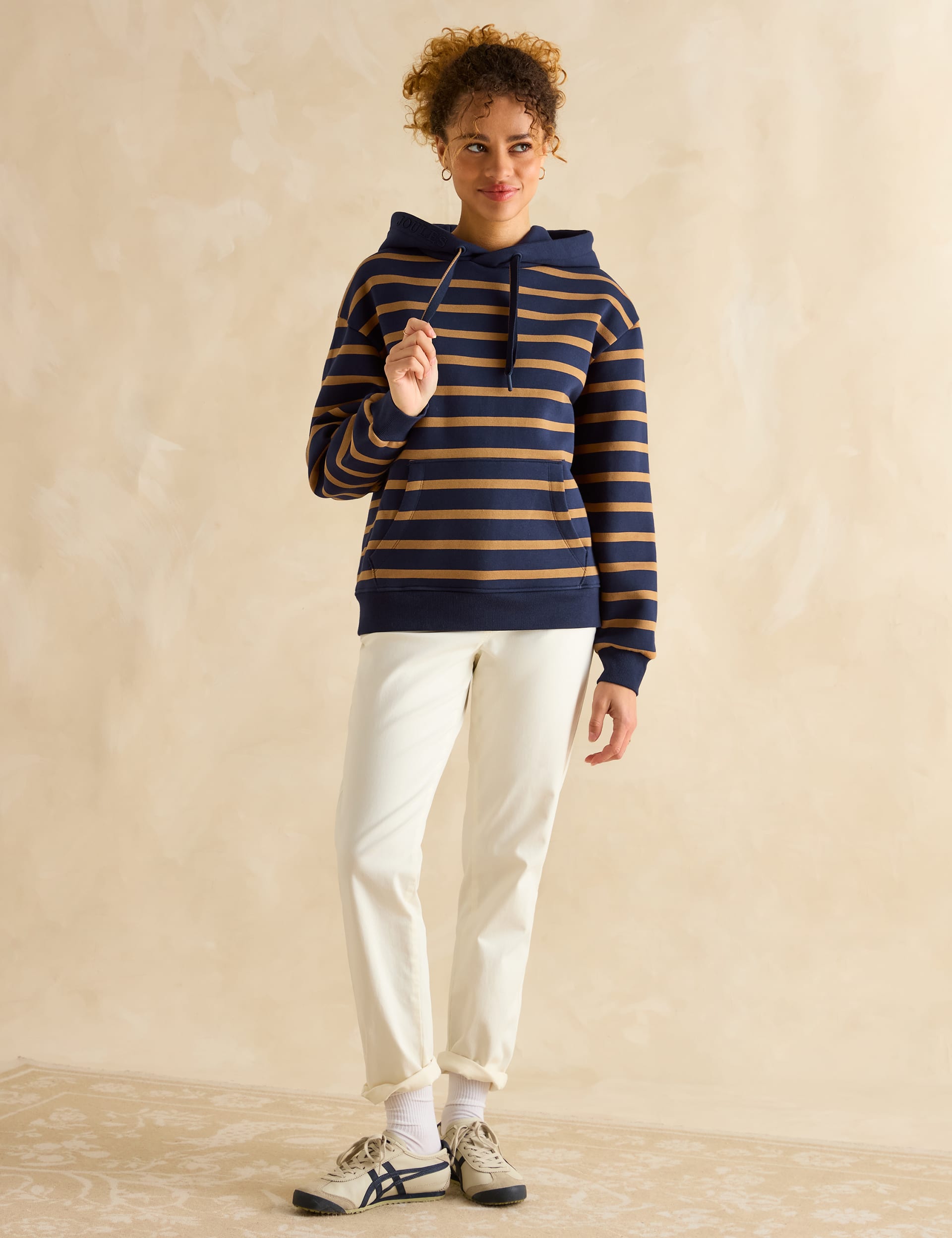 Joules Women's Cotton Rich Striped Hoodie - 12 - Navy Mix, Navy Mix