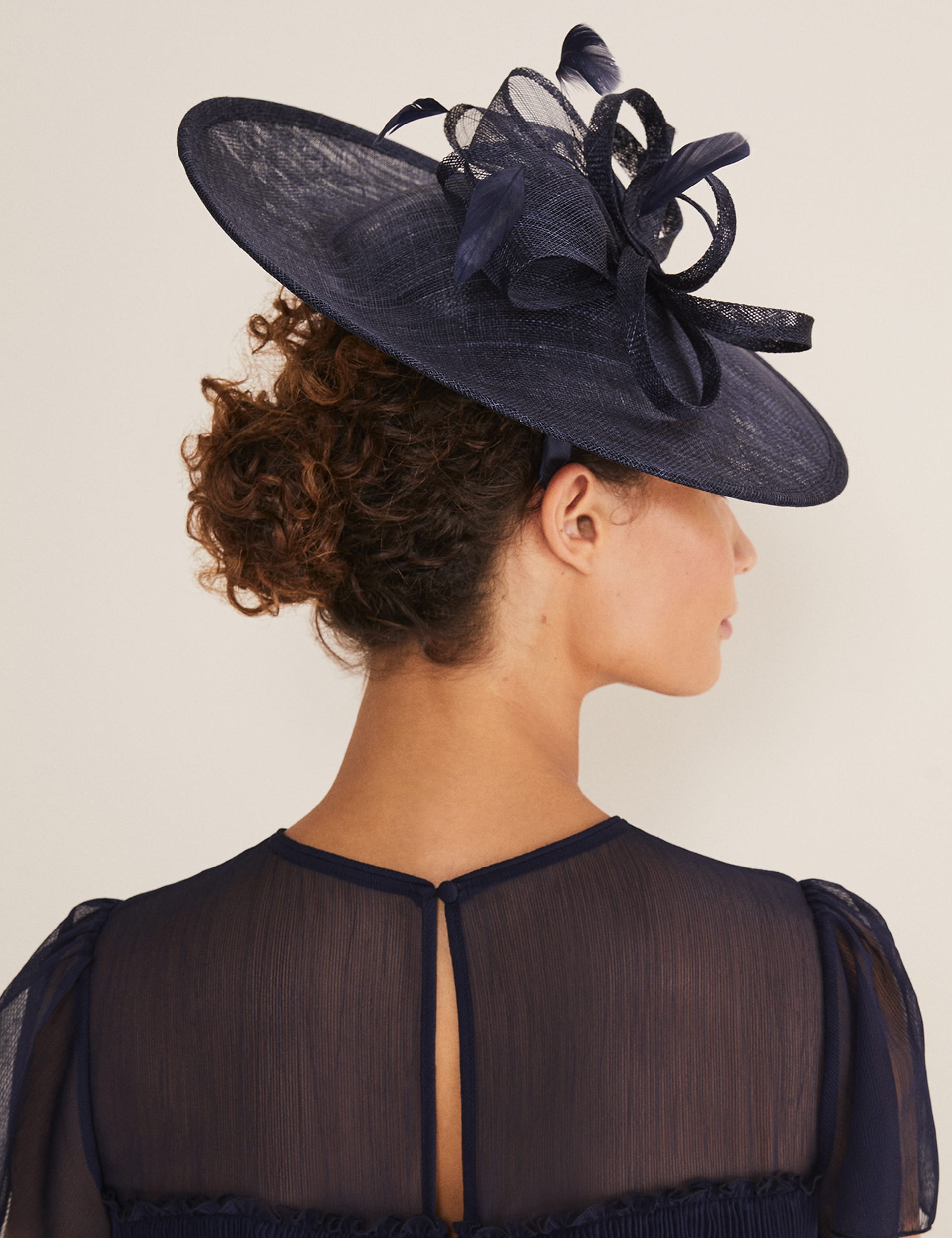 Phase Eight Women's Bow and Feather Fascinator - Navy, Navy