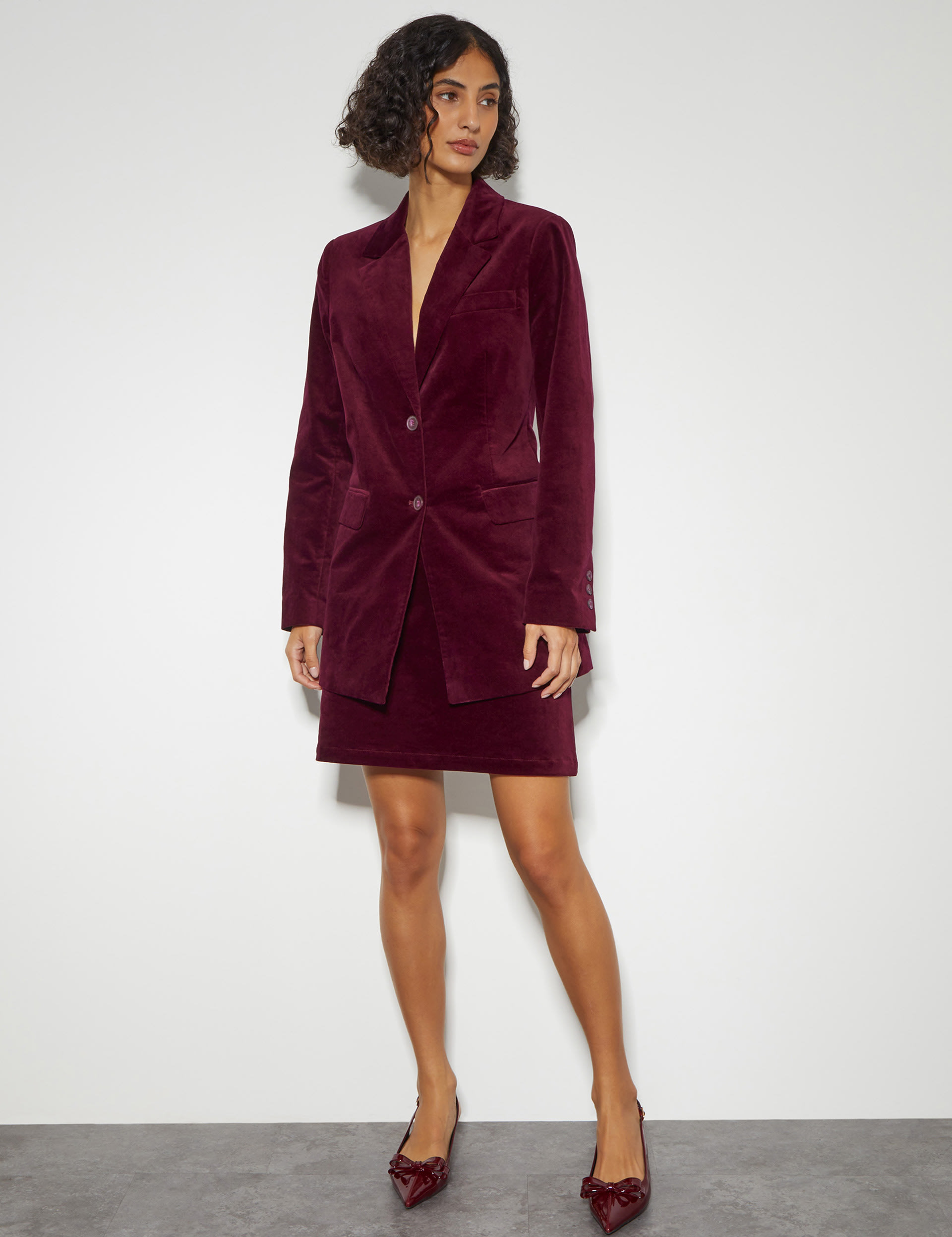 Monsoon Women's Cotton Rich Blazer - 8 - Burgundy, Burgundy