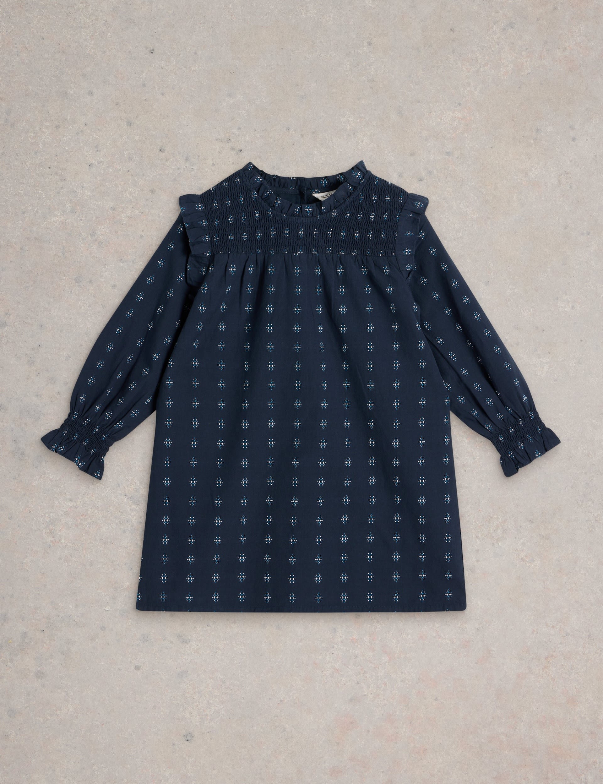 White Stuff Girls Pure Cotton Printed Dress (3-10 Yrs) - 9-10Y - Navy, Navy