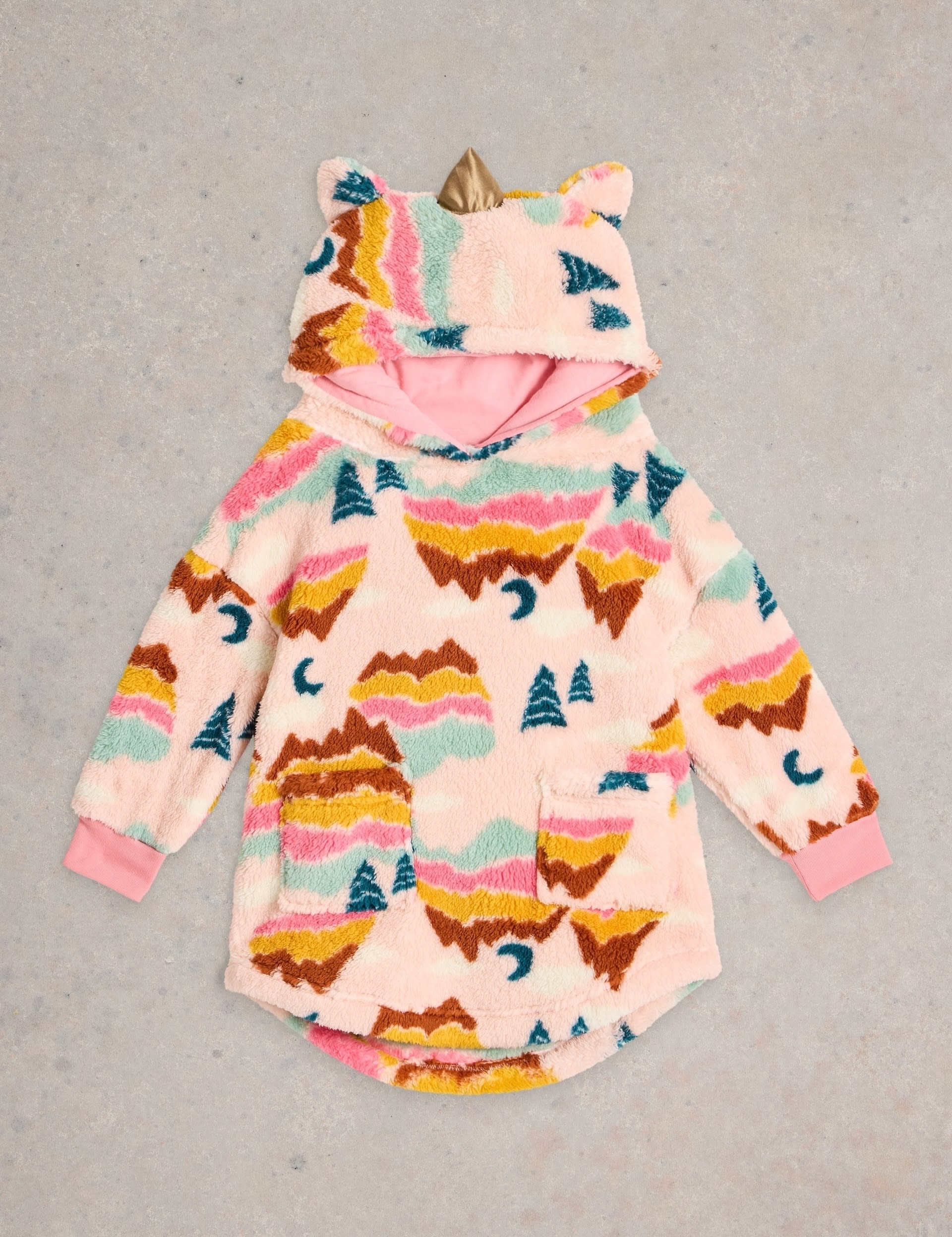 White Stuff Girls Patterned Hoodie (3-10 Yrs) - 5-6 Y - Natural Mix, Natural Mix