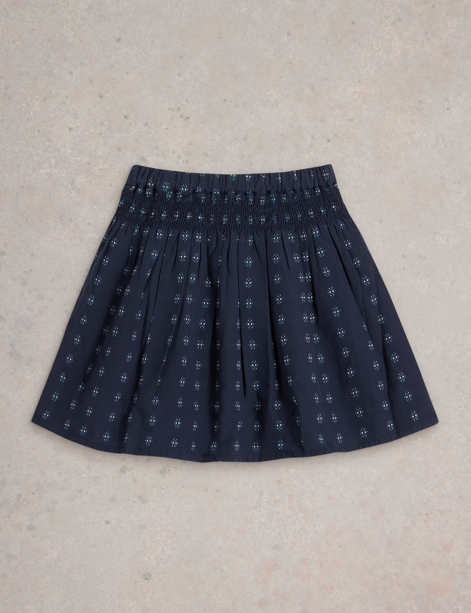 White Stuff Girls Pure Cotton Patterned Skirt (3-10 Yrs) - 7-8 Y - Navy, Navy