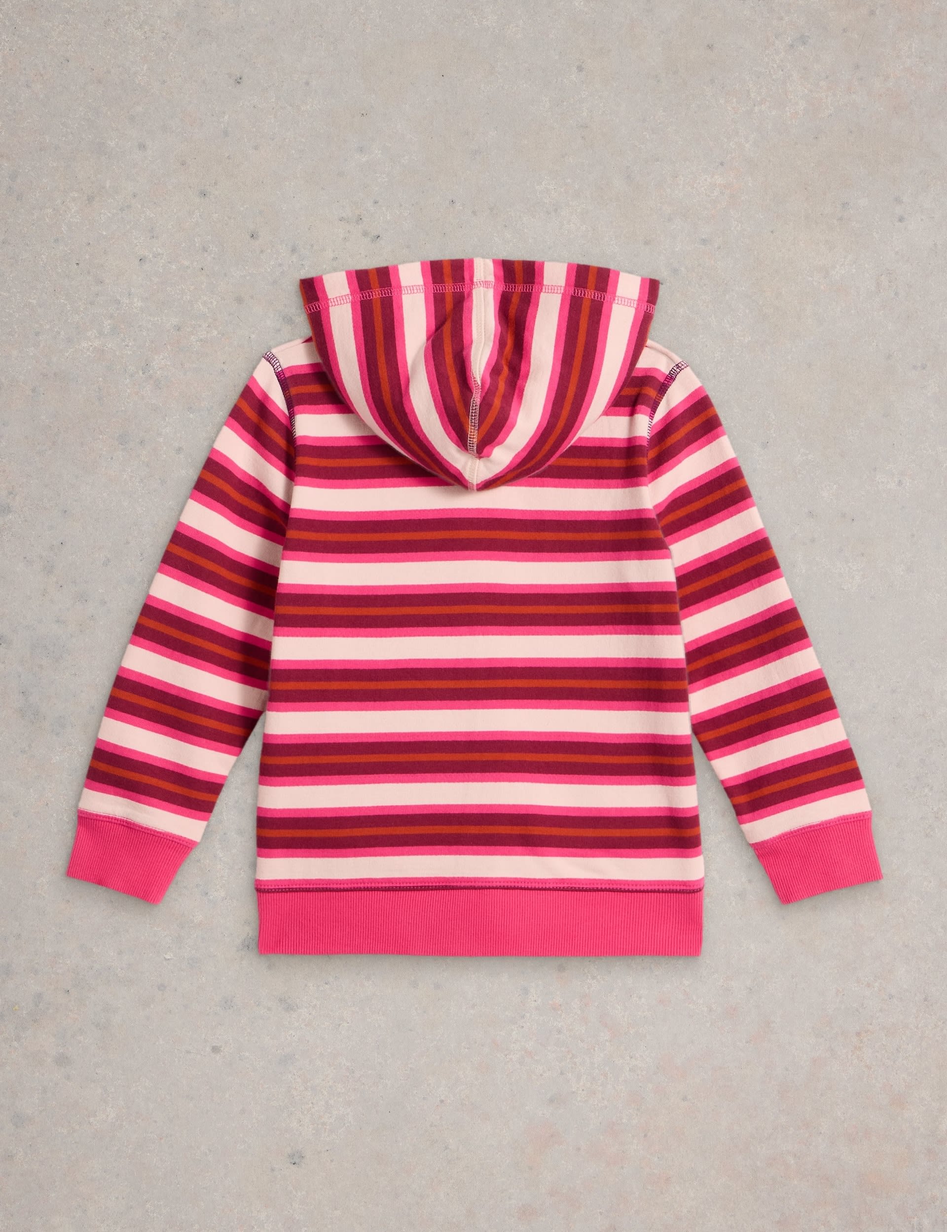 White Stuff Girls Pure Cotton Striped Hoodie (3-10 Yrs) - 9-10Y - Purple Mix, Purple Mix