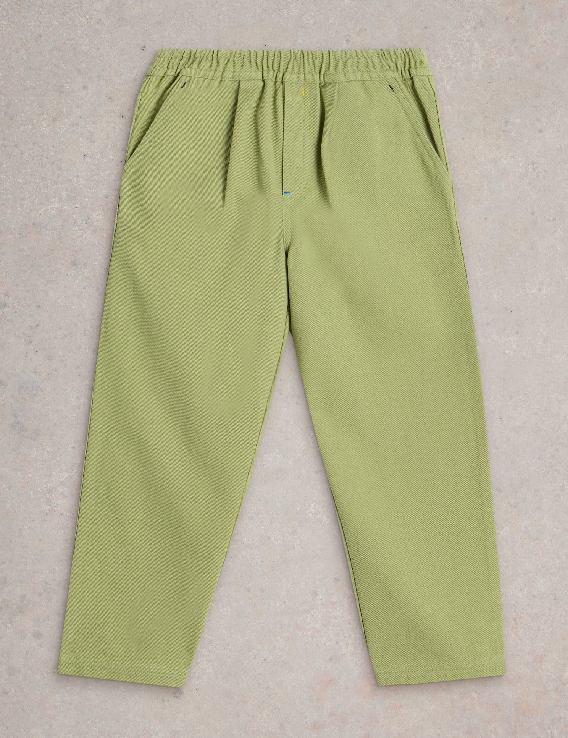 White Stuff Boys Pure Cotton Elasticated Waist Trousers (3-10 Yrs) - 7-8 Y - Green, Navy,Green