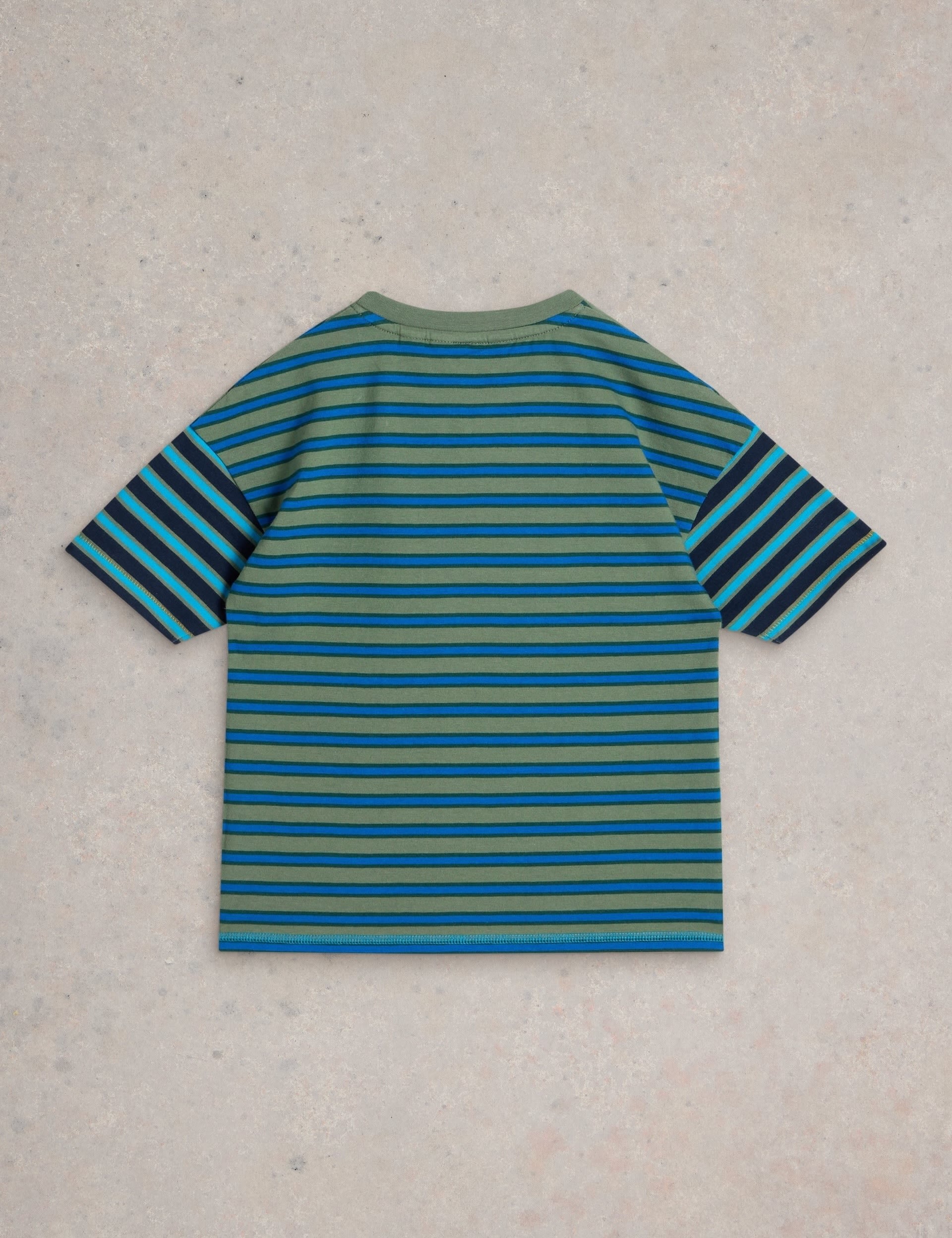 White Stuff Boys Pure Cotton Striped T-Shirt (3-10 Yrs) - 9-10Y - Blue Mix, Blue Mix