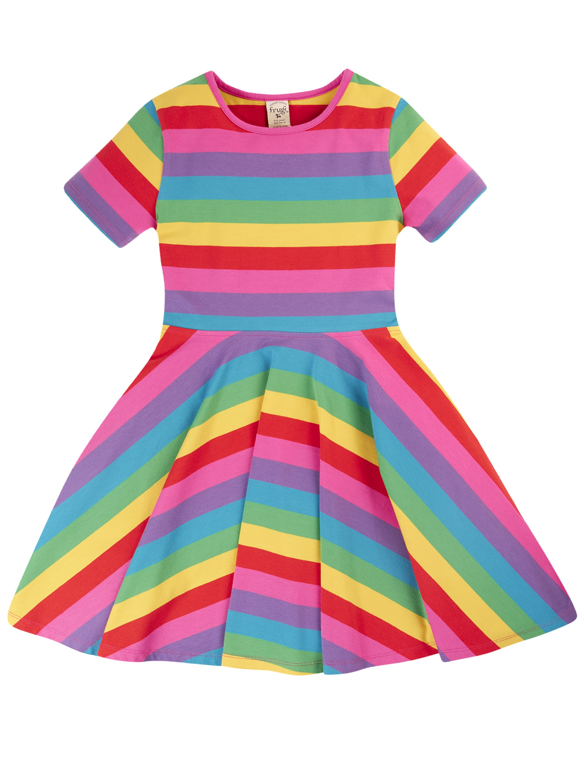 Frugi Girls Cotton Rich Rainbow Dress (4-10 Yrs) - 6-7 Y - Multi, Multi