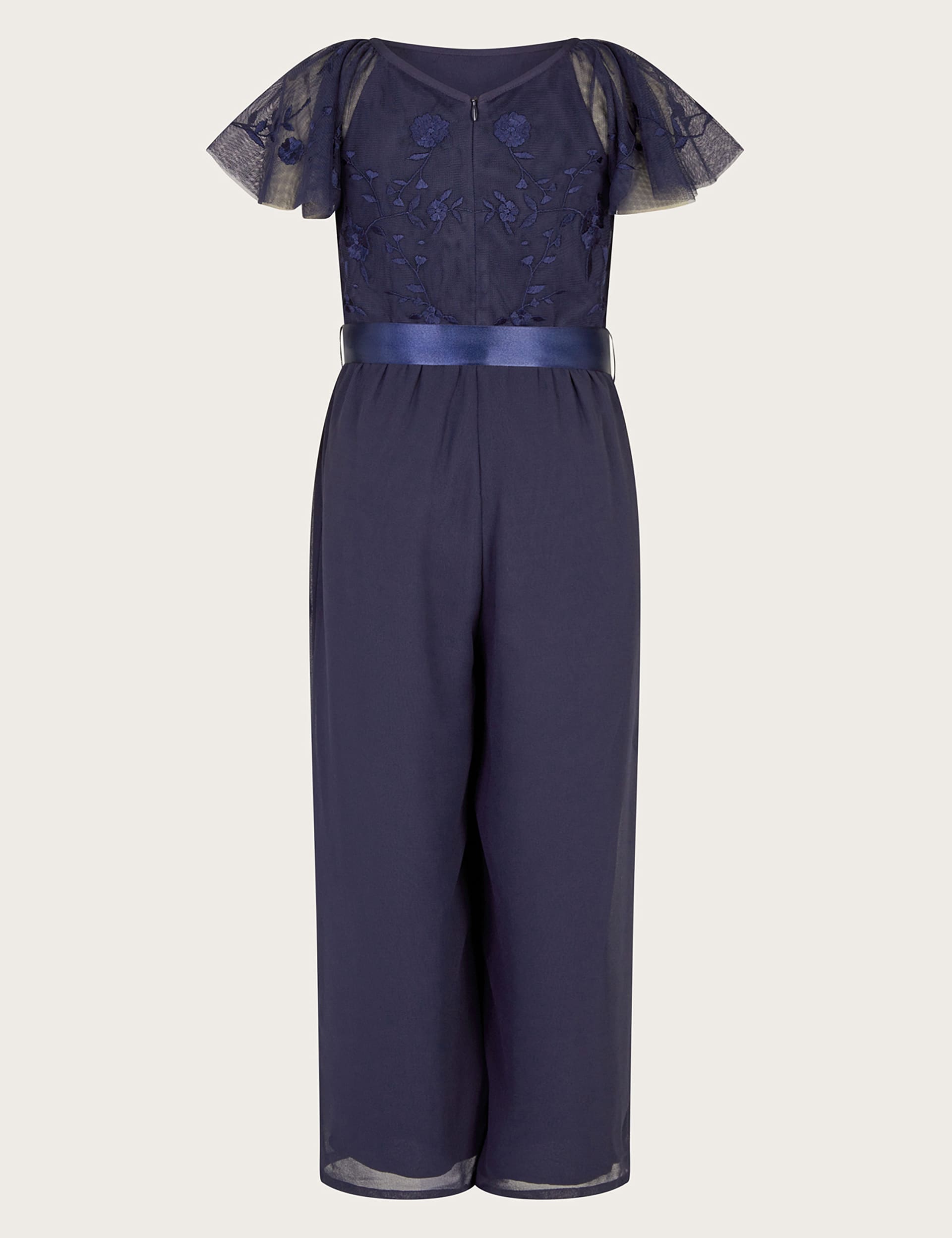 Monsoon Girls Embroidered Jumpsuit (3-15 Yrs) - 3-4 Y - Navy, Navy