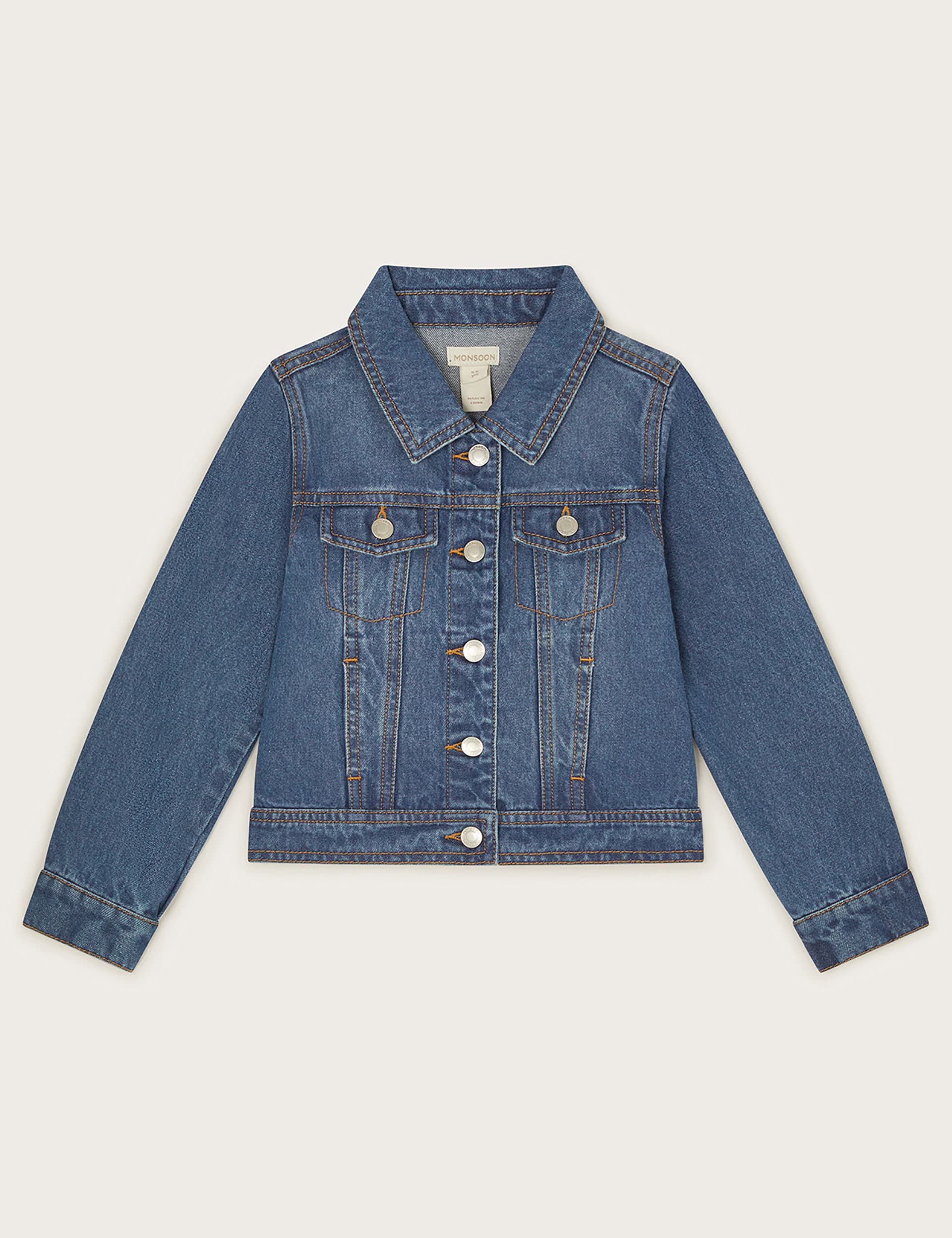 Monsoon Girls Denim Sequin Jacket (3-13 Yrs) - 11-12 - Blue Mix, Blue Mix