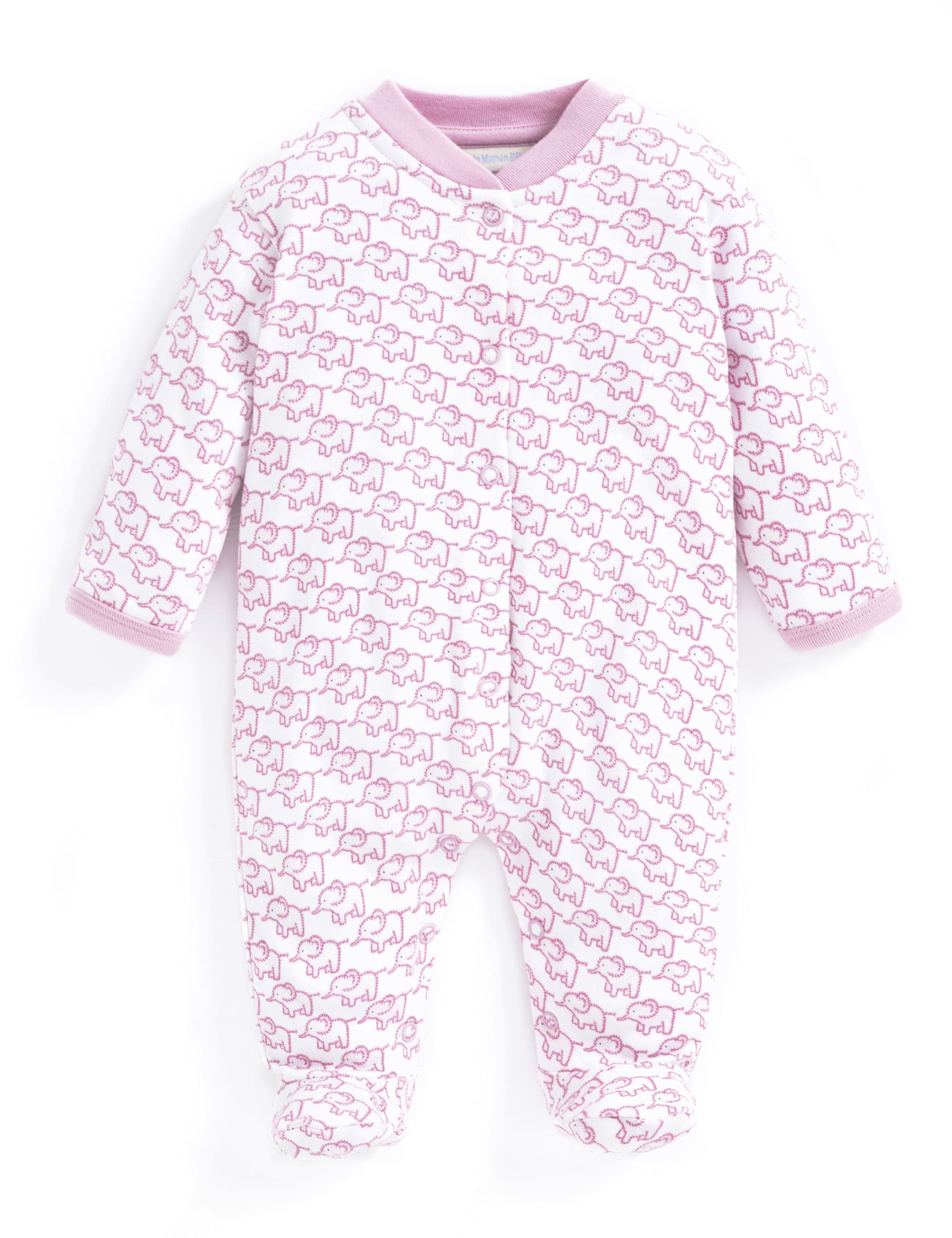 Jojo Maman Bébé Girls Pure Cotton Elephant Sleepsuit (6½lbs-1 Yrs) - NB - Pink Mix, Pink Mix