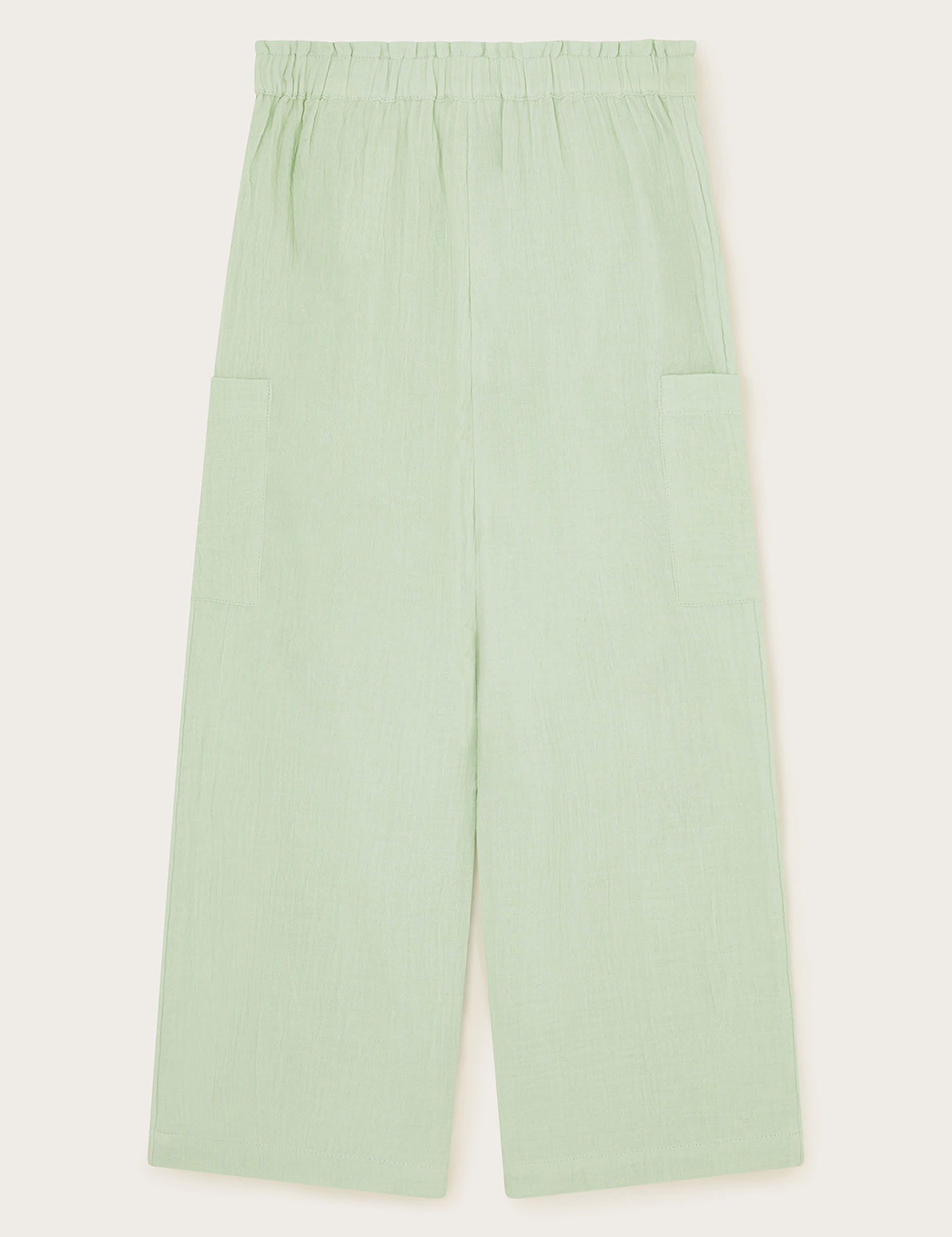 Monsoon Girls Pure Cotton Embroidered Wide Leg Trousers (3-13 Yrs) - 4y - Green, Green