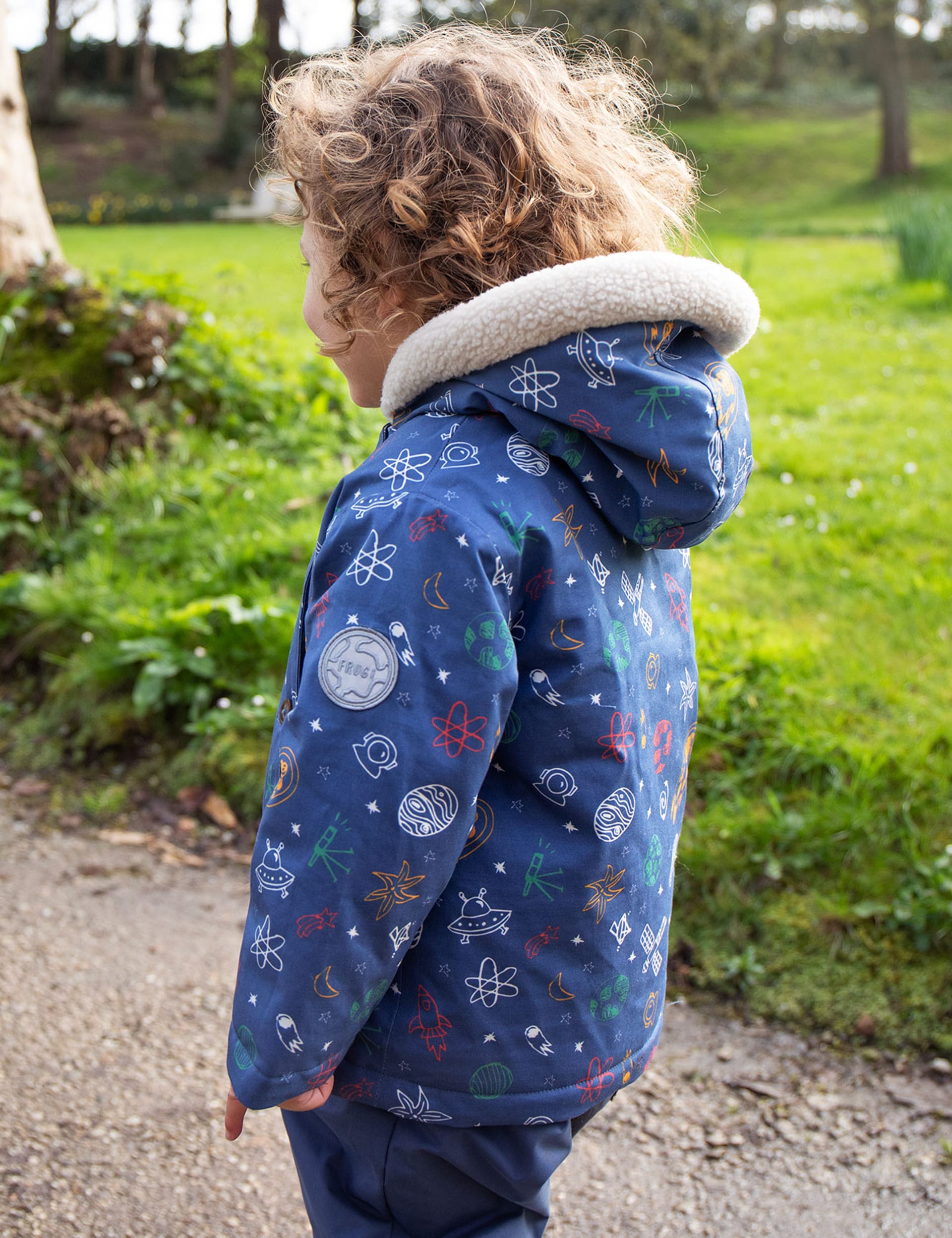 Frugi Boys Pure Cotton Space Hooded Parka Coat (6 Mths-5 Yrs) - 2-3 Y - Navy, Navy