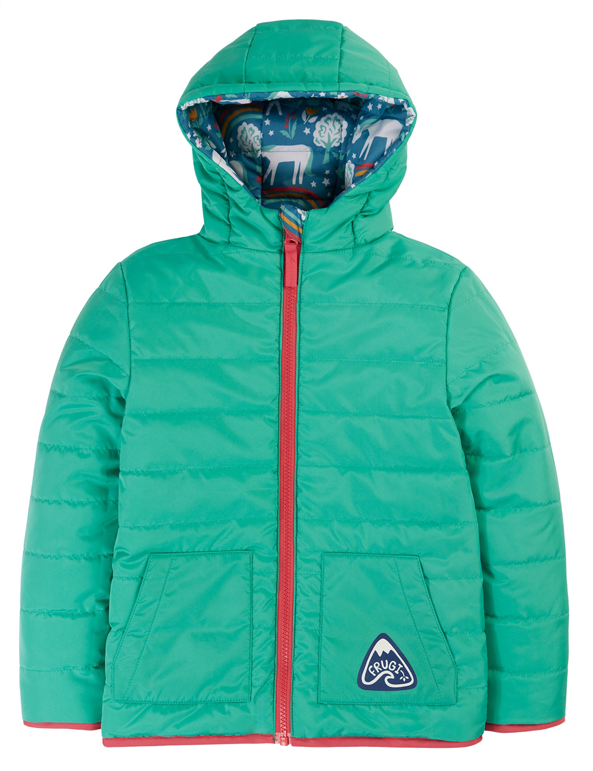 Frugi Girls Pony Reversible Hooded Padded Jacket (1-10 Yrs) - 9-10Y - Blue, Blue