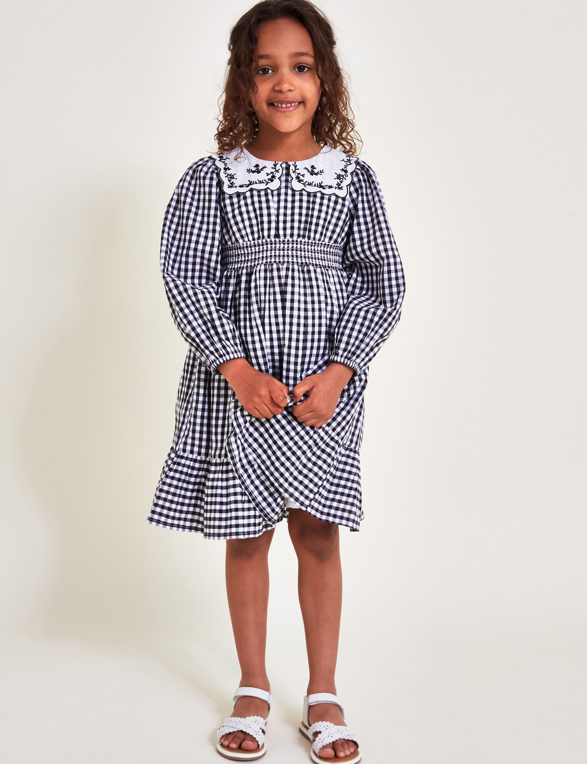 Monsoon Girls Pure Cotton Gingham Check Dress (3-13 Yrs) - 8y - Multi, Multi