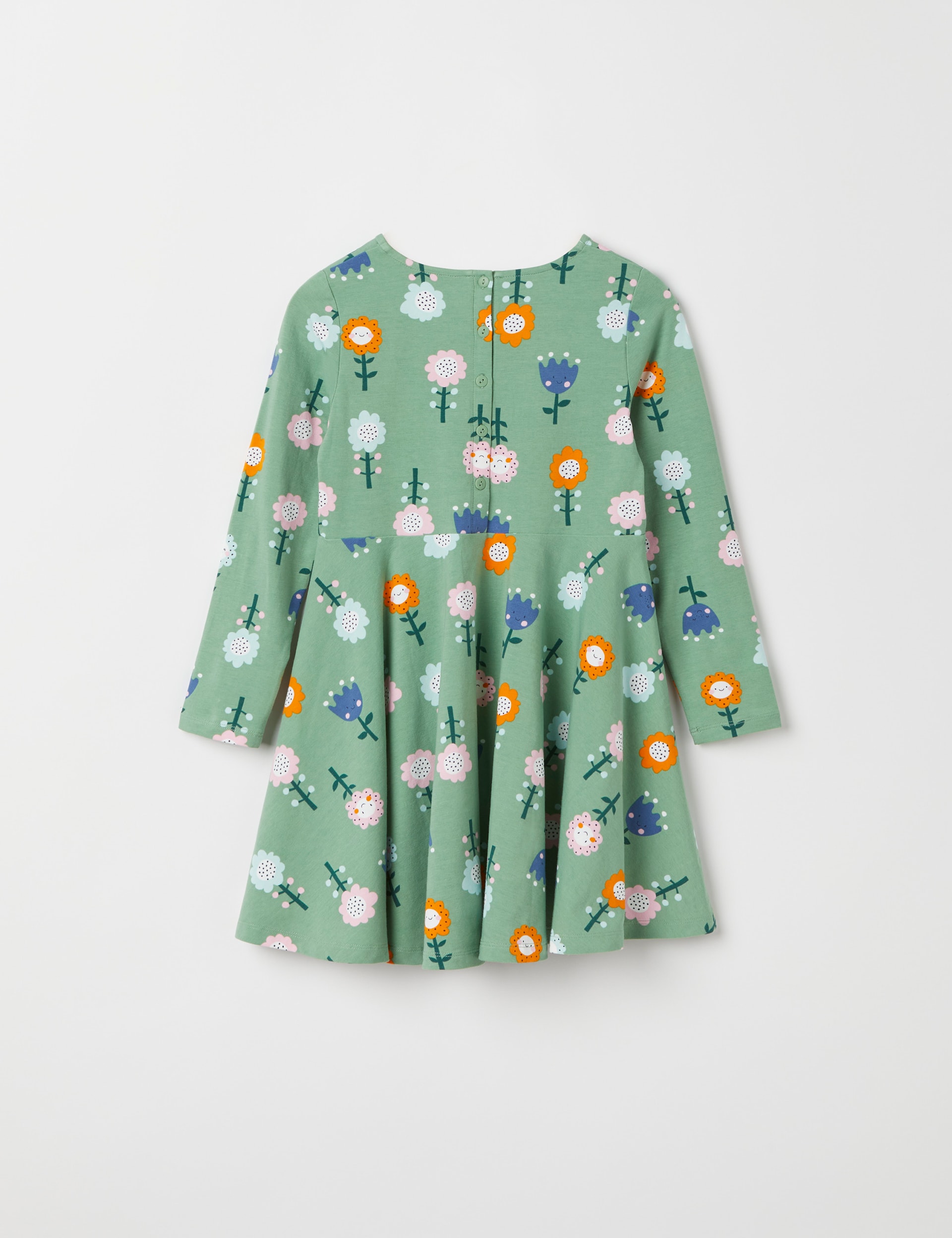 Polarn O. Pyret Girls Cotton Rich Floral Dress (1-10 Yrs) - 9-10Y - Green Mix, Green Mix