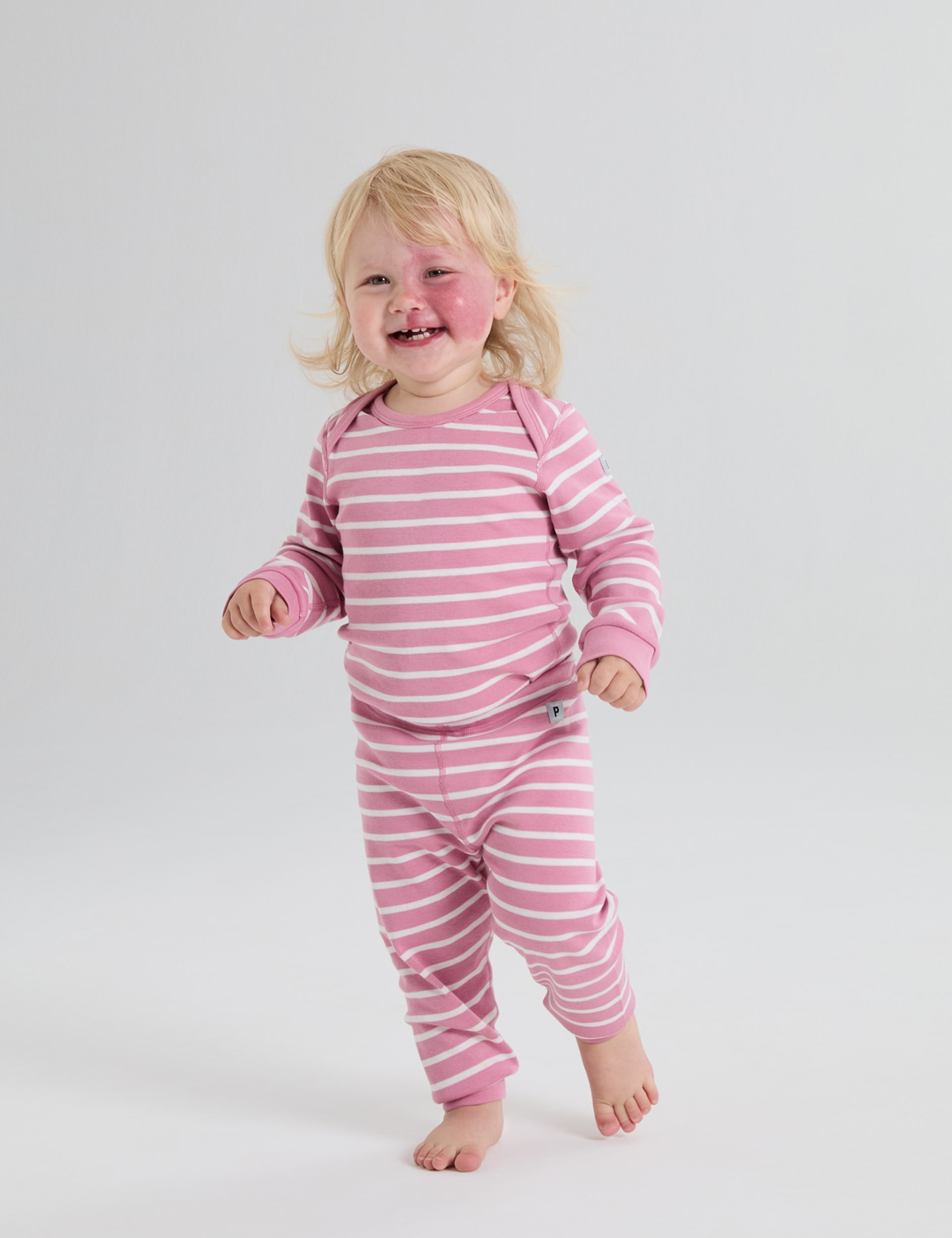 Polarn O. Pyret Girls Pure Cotton Striped Bodysuit (7lbs-24 Mths) - NB-1M - Pink Mix, Pink Mix