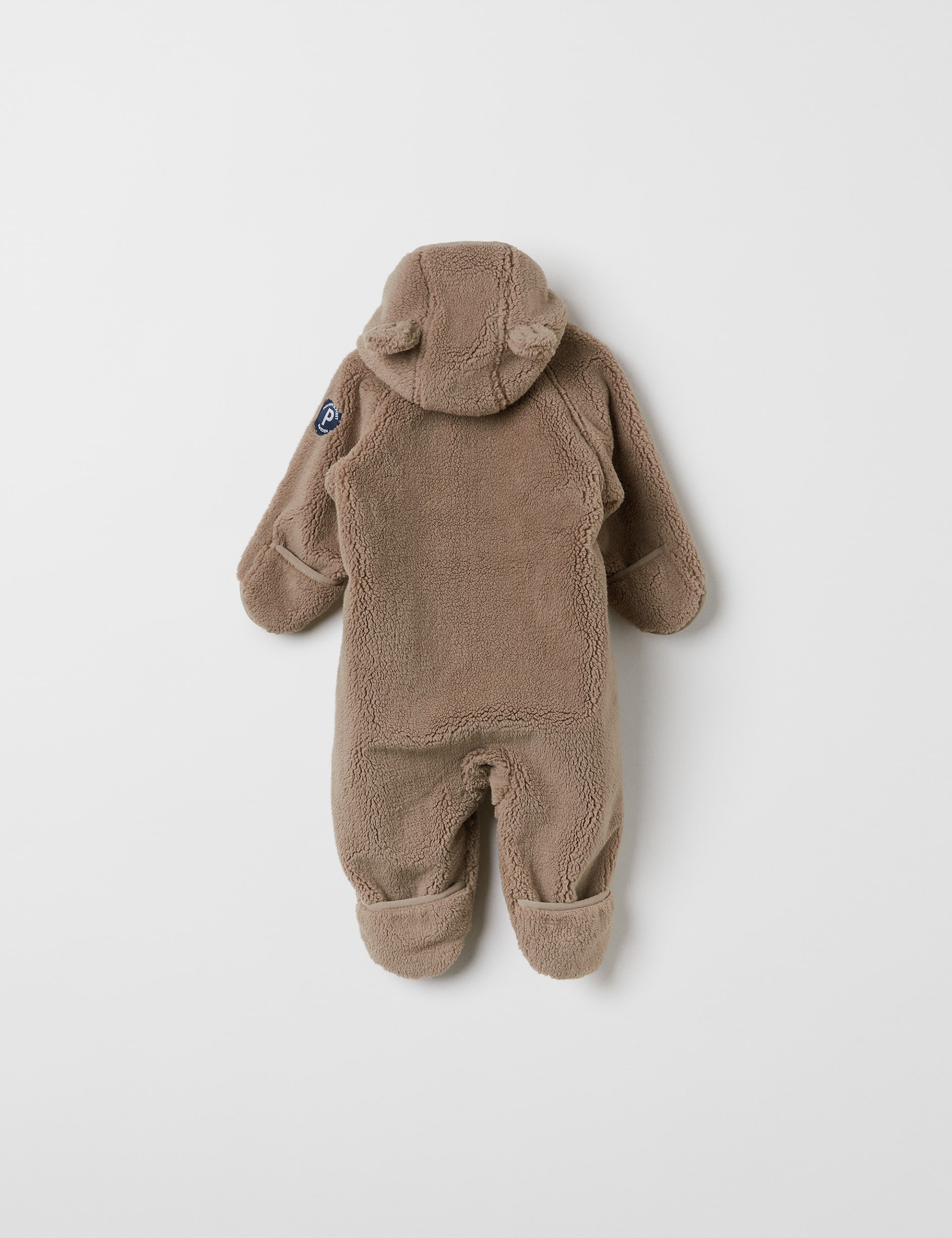 Polarn O. Pyret Fleece Hooded Zip Pramsuit (1-12 Mths) - 4-6M - Brown, Brown