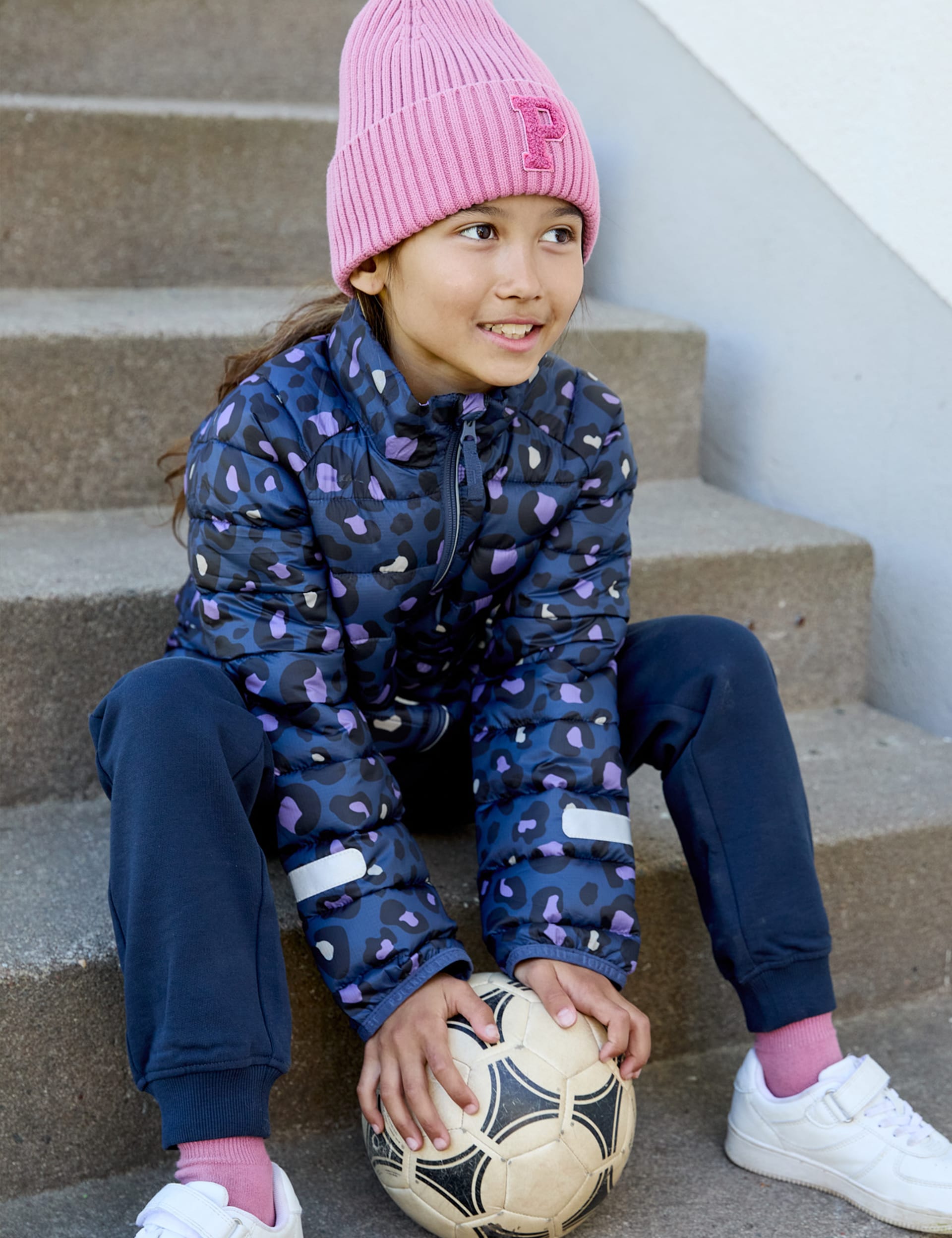 Polarn O. Pyret Quilted Animal Print Jacket (9 Mths - 10 Yrs) - 3-4 Y - Navy Mix, Navy Mix