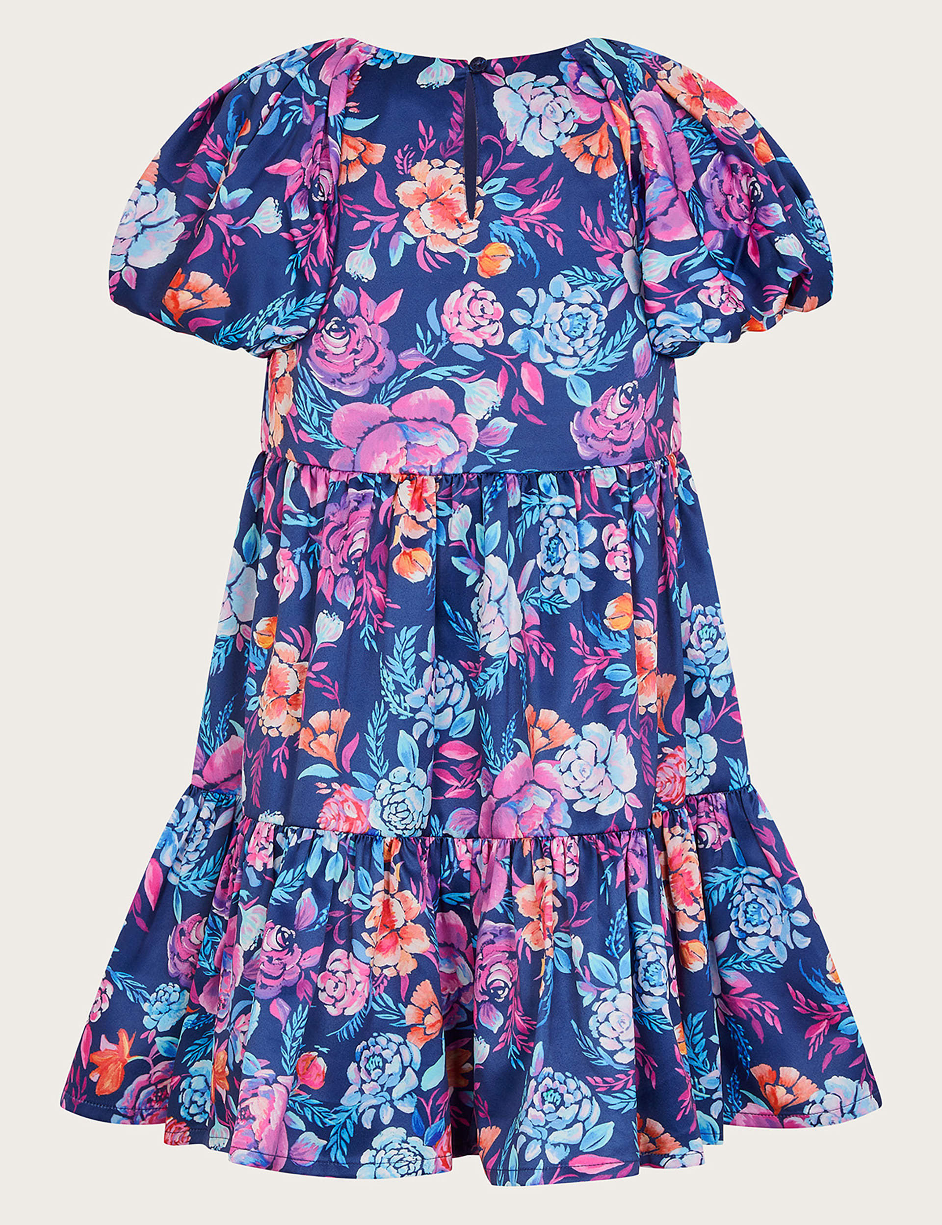 Monsoon Girls Floral Tiered Party Dress (3-13 Yrs) - 11y - Navy Mix, Navy Mix