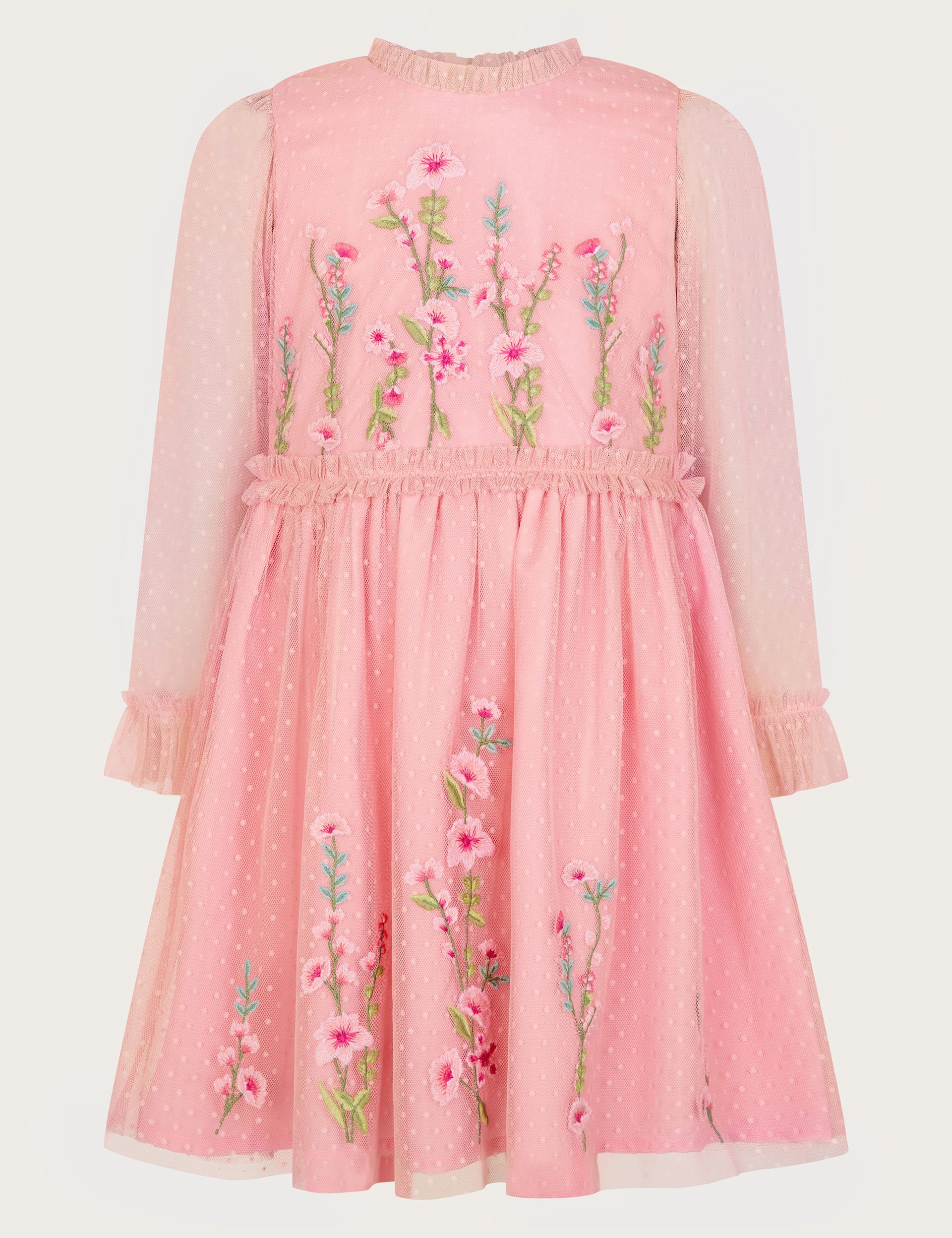 Monsoon Girls Floral Embroidered Occasion Dress (2-13 Yrs) - 2y - Pink Mix, Pink Mix