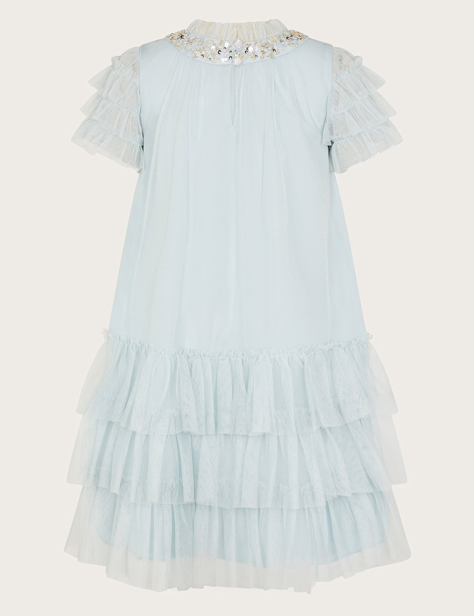 Monsoon Girls Tulle Tiered Dress (3-15 Yrs) - 11y - Blue Mix, Blue Mix