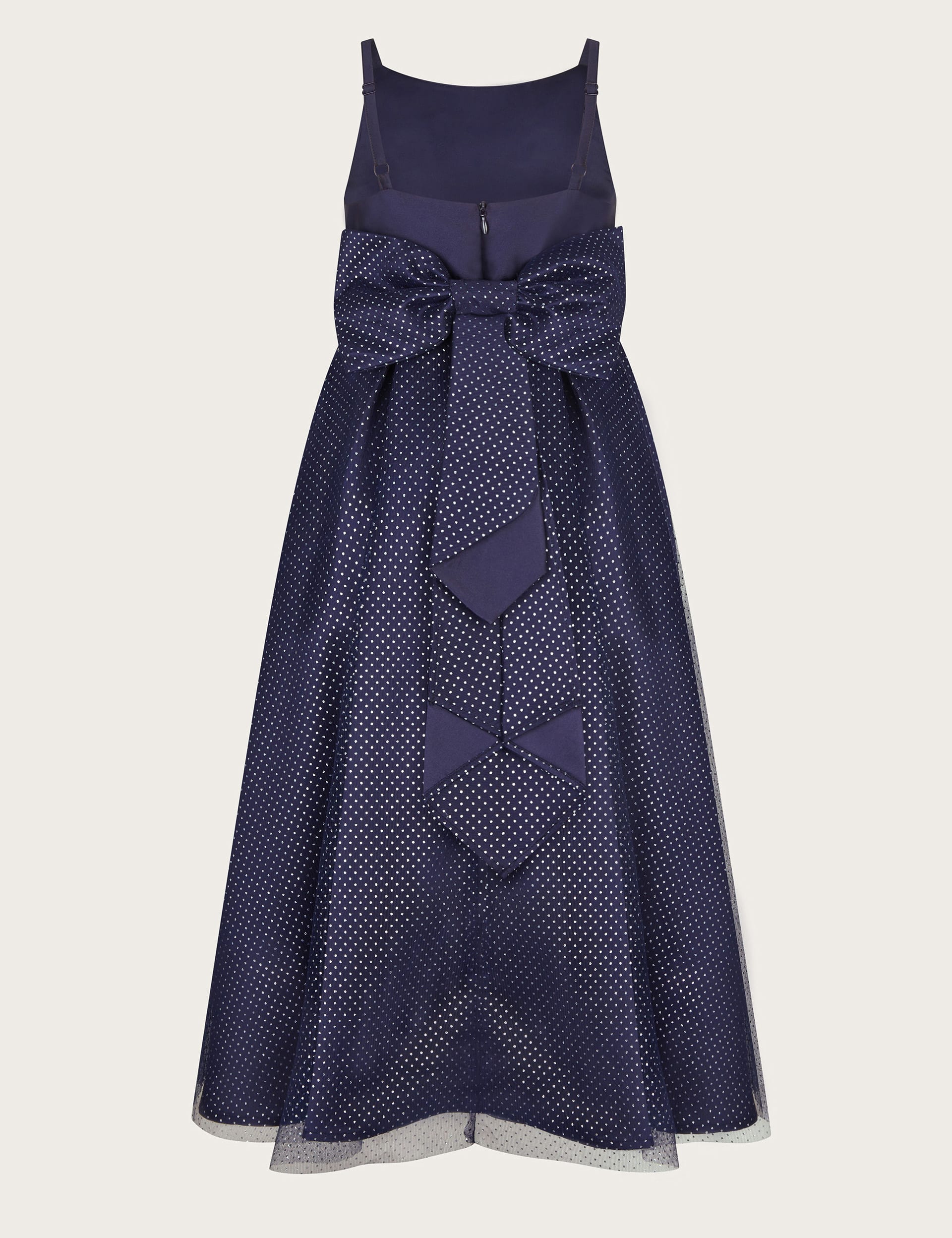 Monsoon Girls Glitter Spotted Tulle Maxi Occasion Dress (3-15 Yrs) - 11y - Navy, Navy