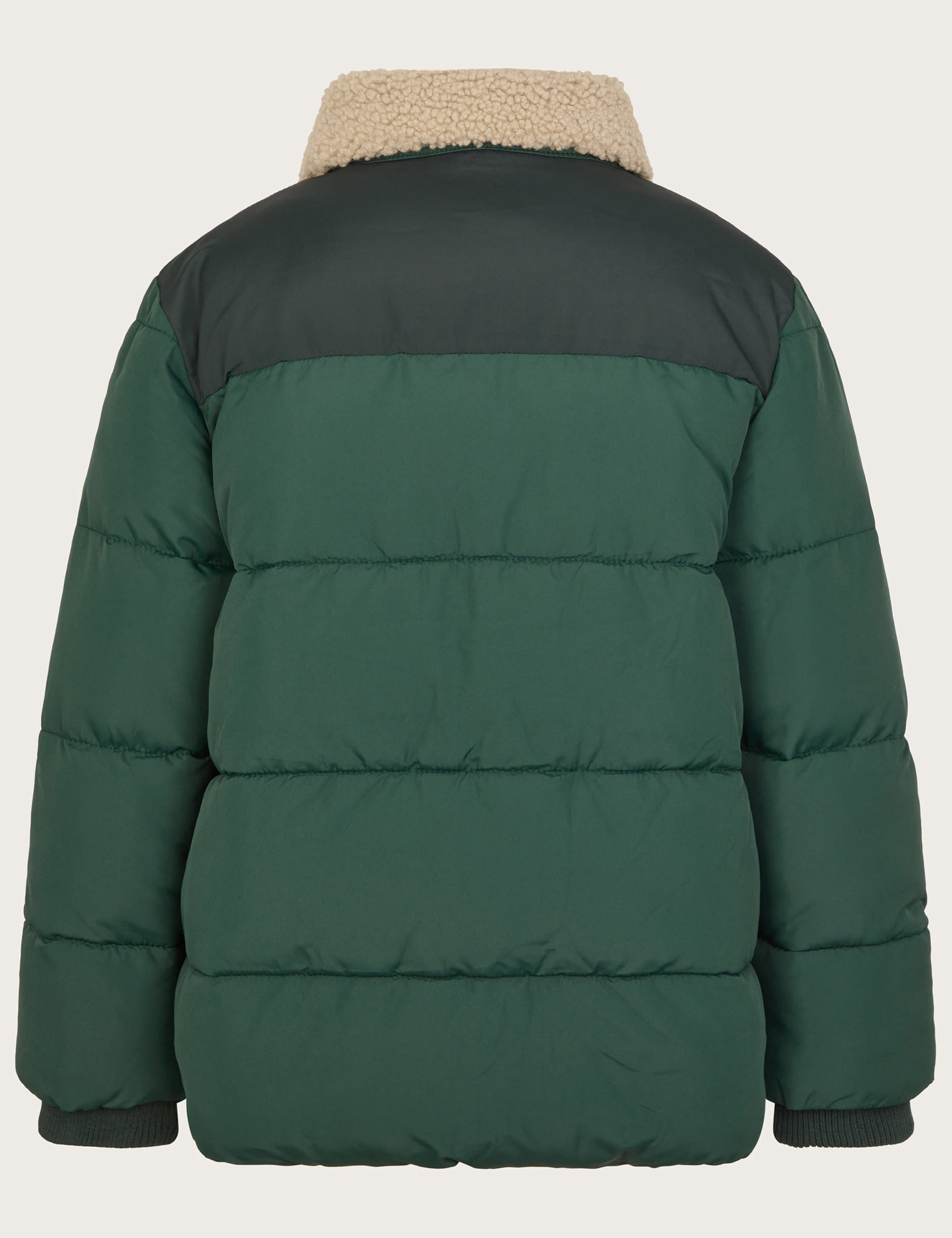 Monsoon Boys BORG COLLAR QUILTED JACKET - 7-8 Y - Green, Green